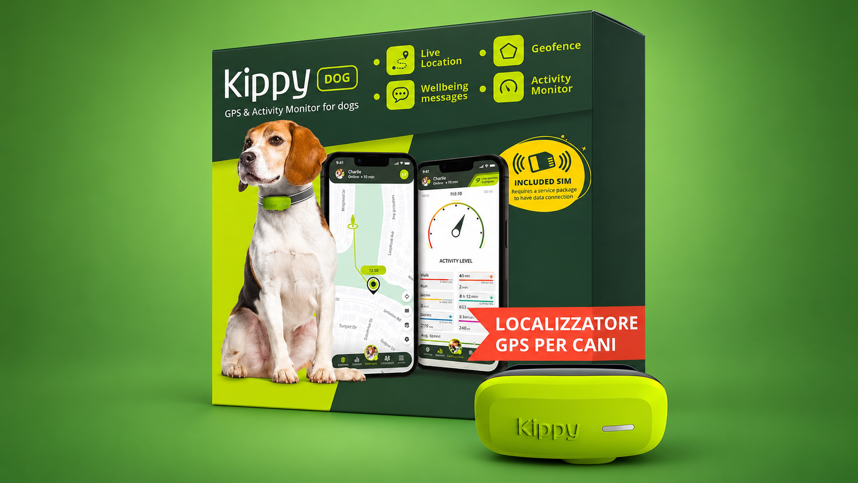 Kippy DOG, confezione e app nella composizione fornita