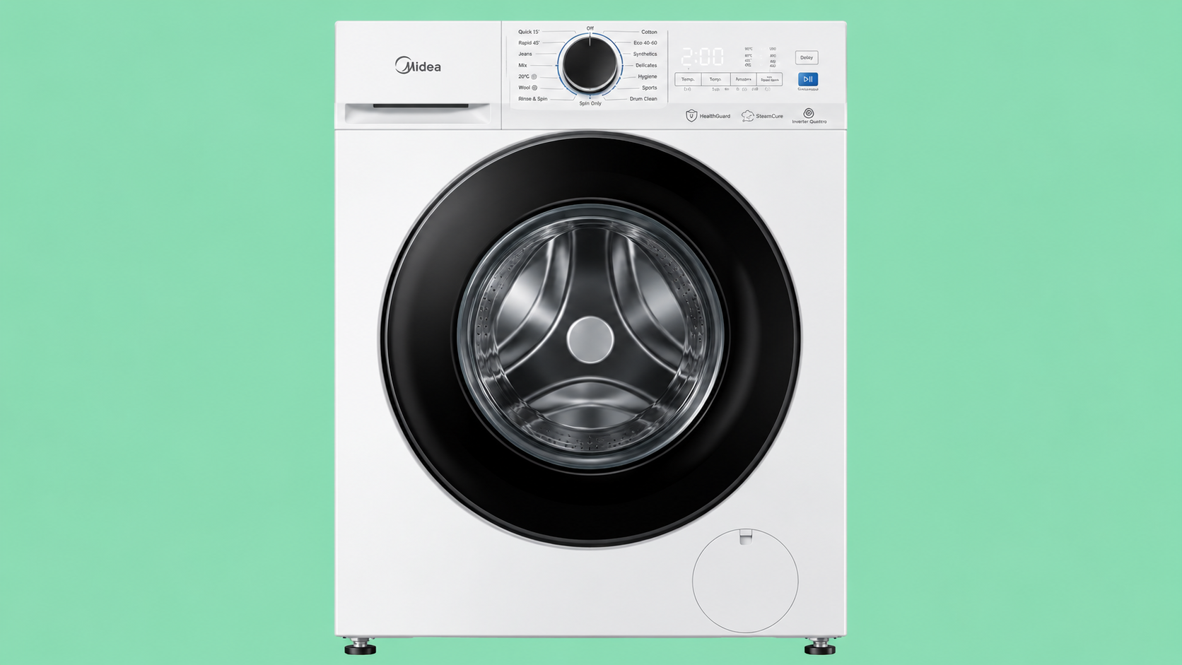 Midea V3 Series, lavatrice bianca da 10 kg vista frontalmente