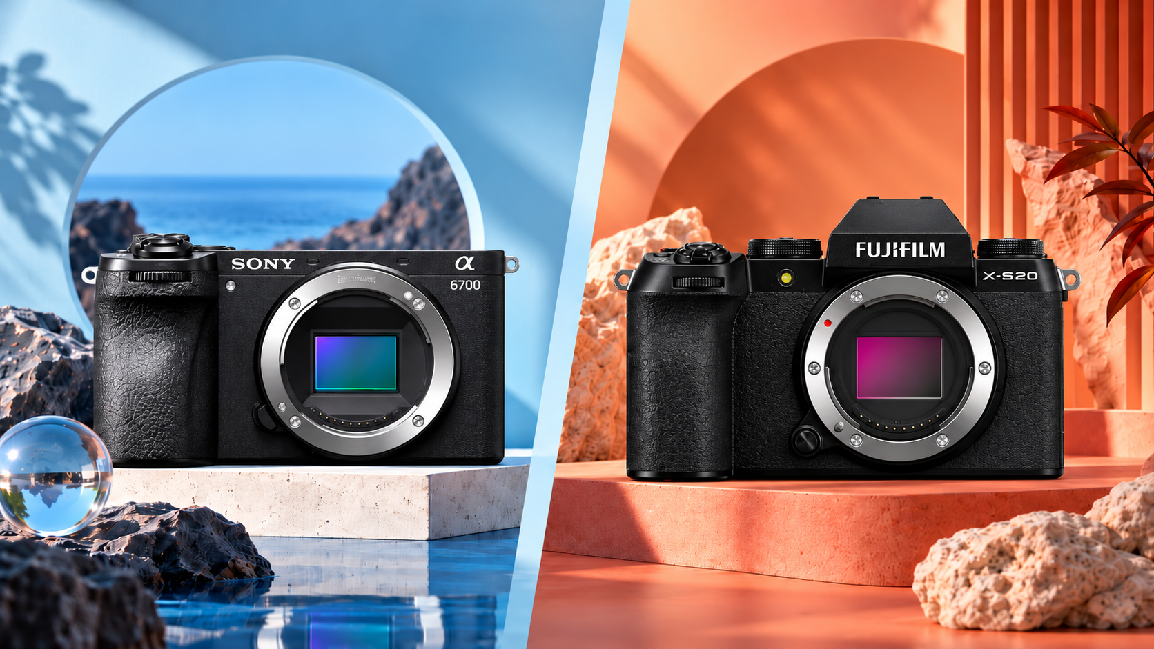 Sony a6700 e Fujifilm X-S20 a confronto: composizione illustrativa