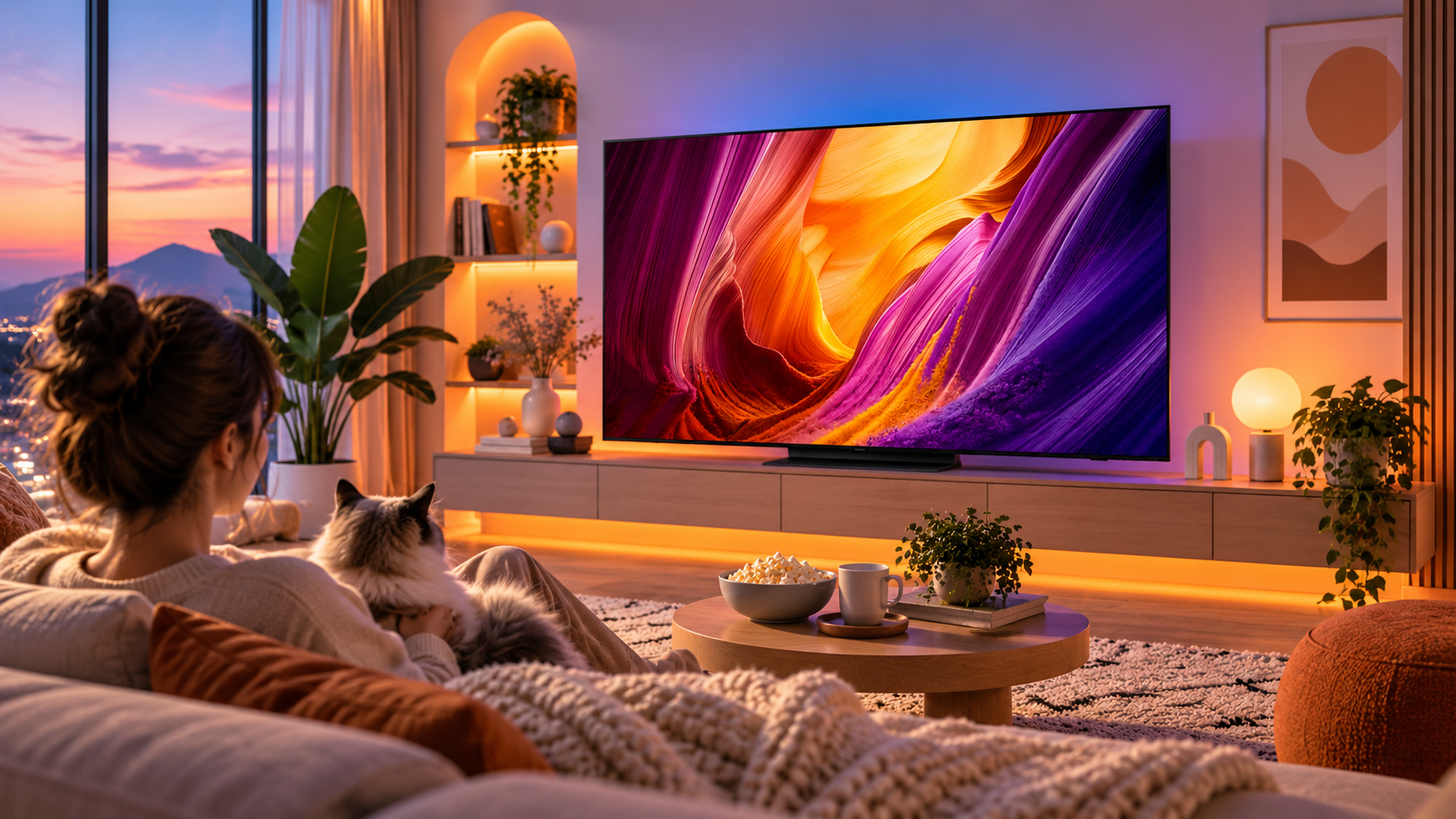 Samsung S95H in ambiente domestico, immagine illustrativa: gaming e connessioni