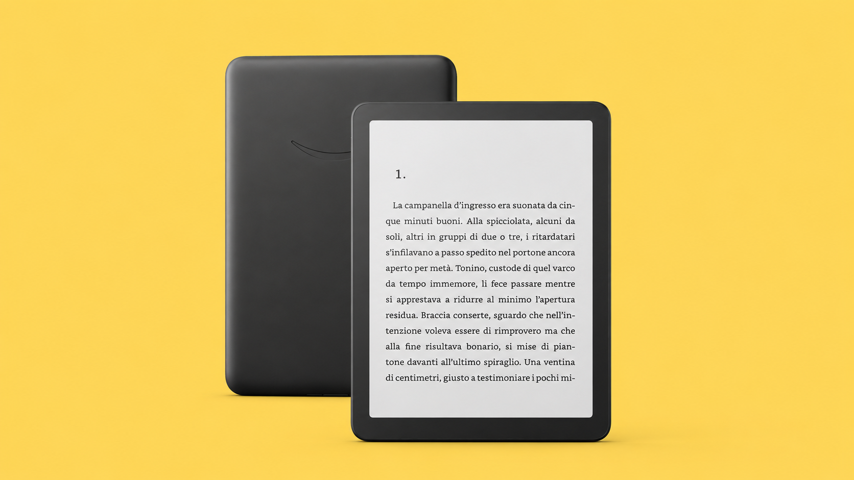 Amazon Kindle Paperwhite nero con una pagina di lettura visualizzata