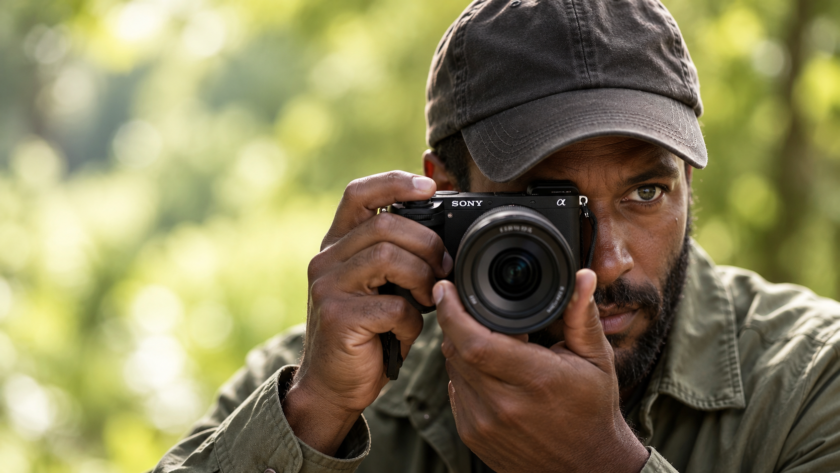 Composizione illustrativa con Sony a6700 durante una ripresa fotografica