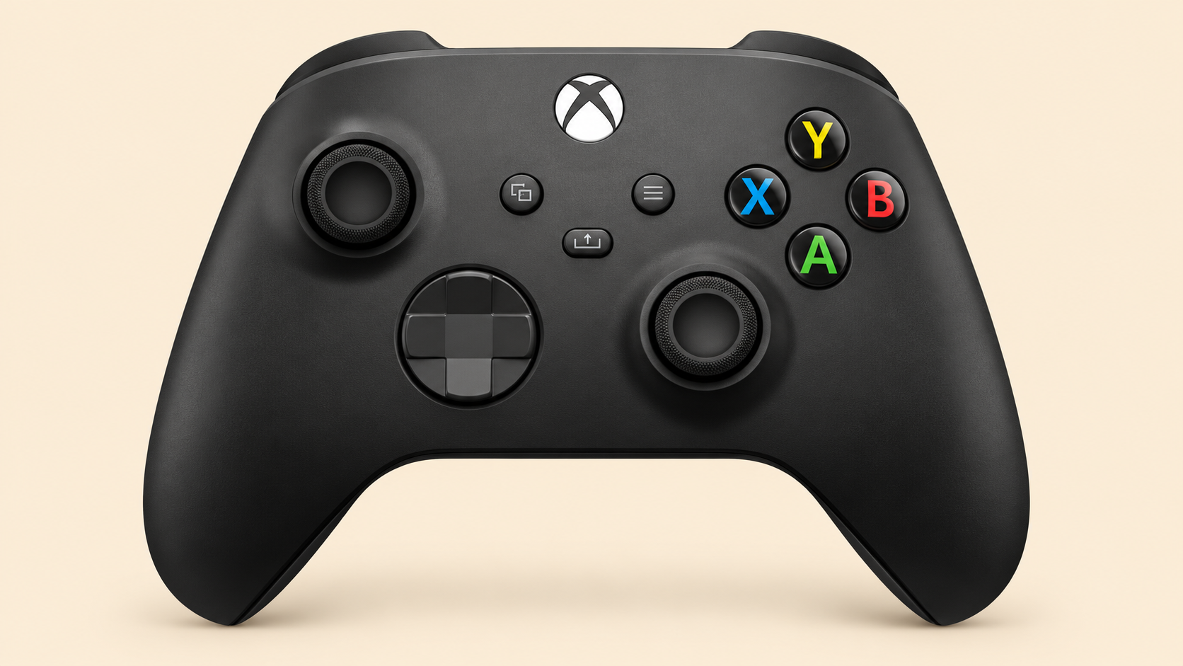 Xbox Wireless Controller Carbon Black su sfondo crema