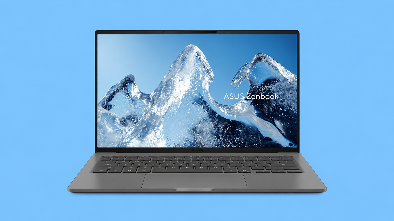 ASUS Zenbook A14 aperto su sfondo trasparente