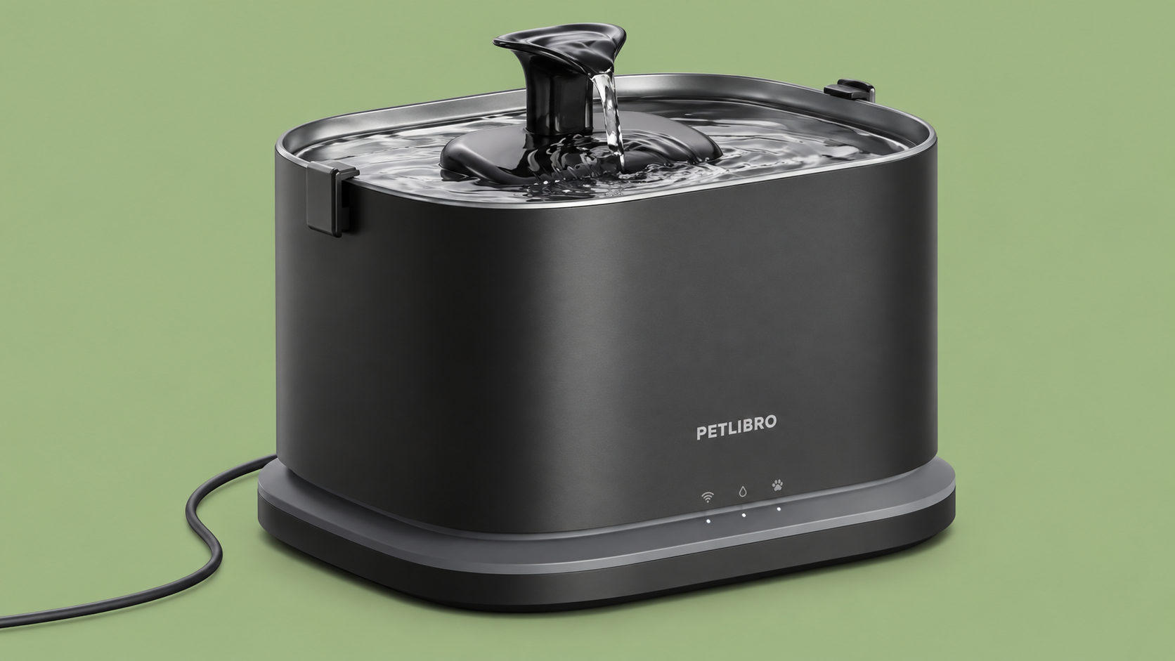 PETLIBRO Dockstream 2 Smart nera con vasca e vassoio di bevuta