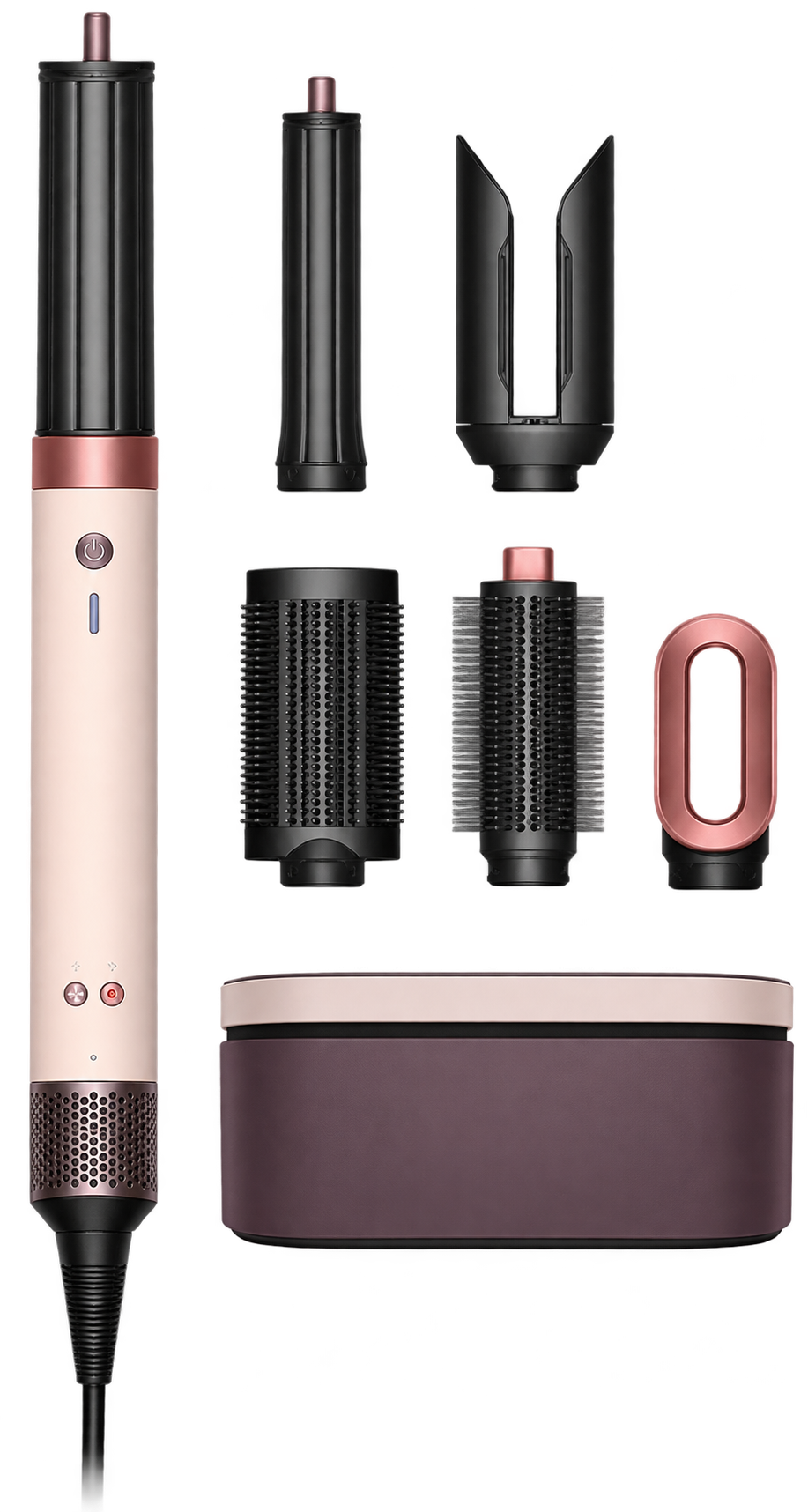 Dyson Airwrap e accessori su fondo trasparente
