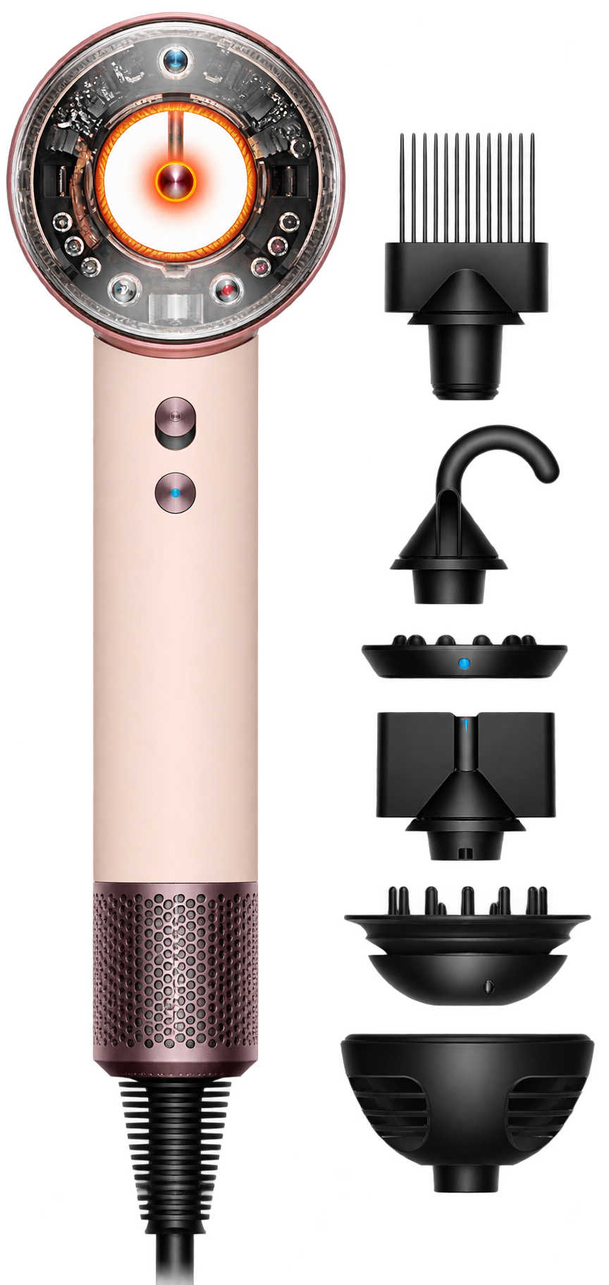 Dyson Supersonic Nural con gli accessori del kit per ricci