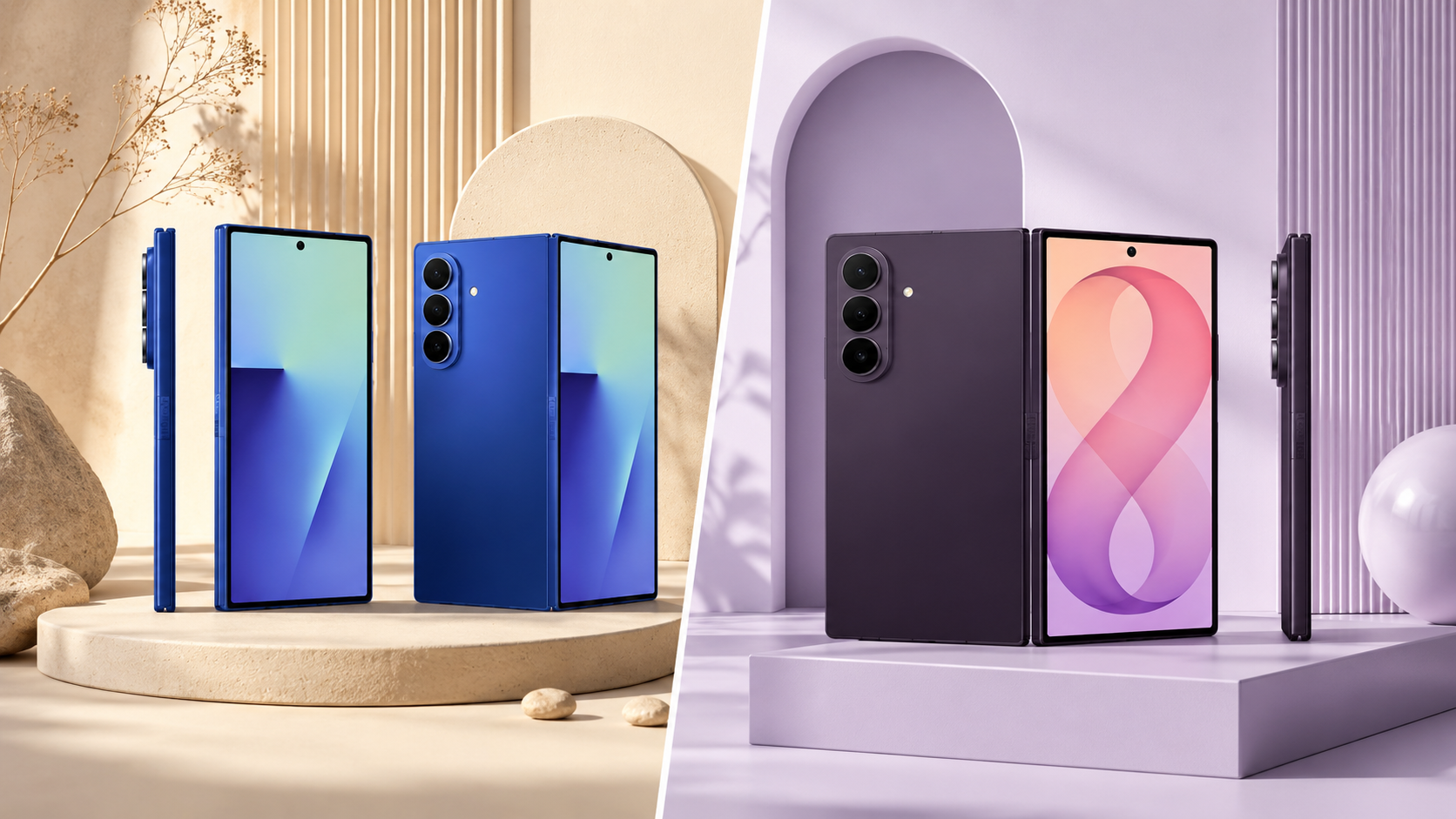 Samsung Galaxy Z Fold8 Ultra e Galaxy Z Fold7 aperti a confronto