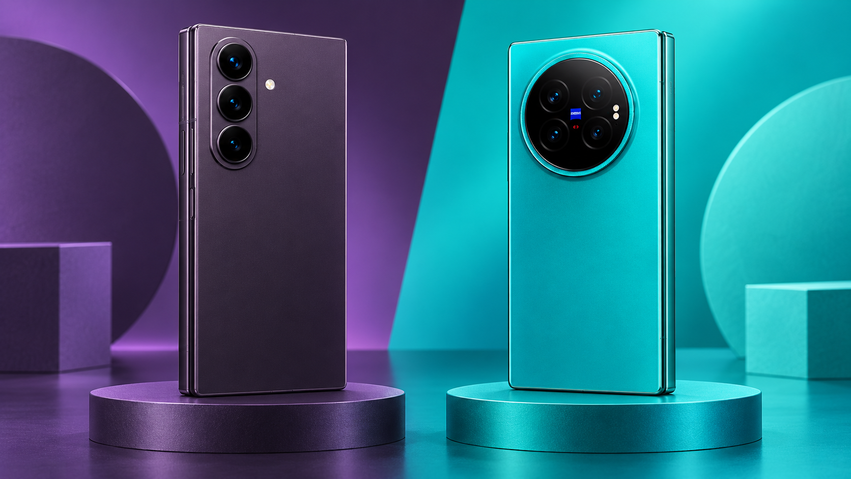 vivo X Fold6 e Galaxy Z Fold8 Ultra in una composizione editoriale