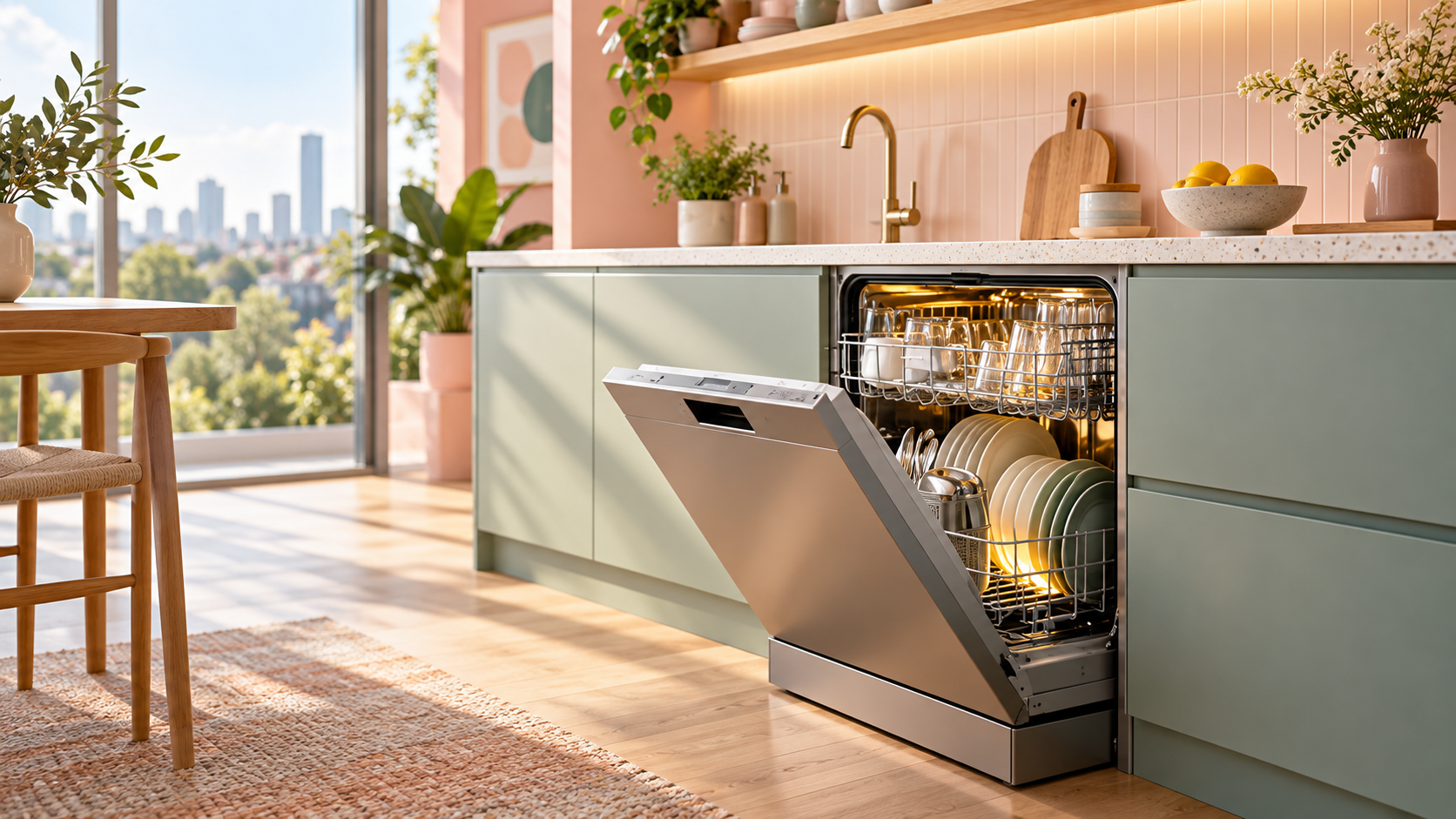 Lavastoviglie slim da 45 cm in una composizione editoriale