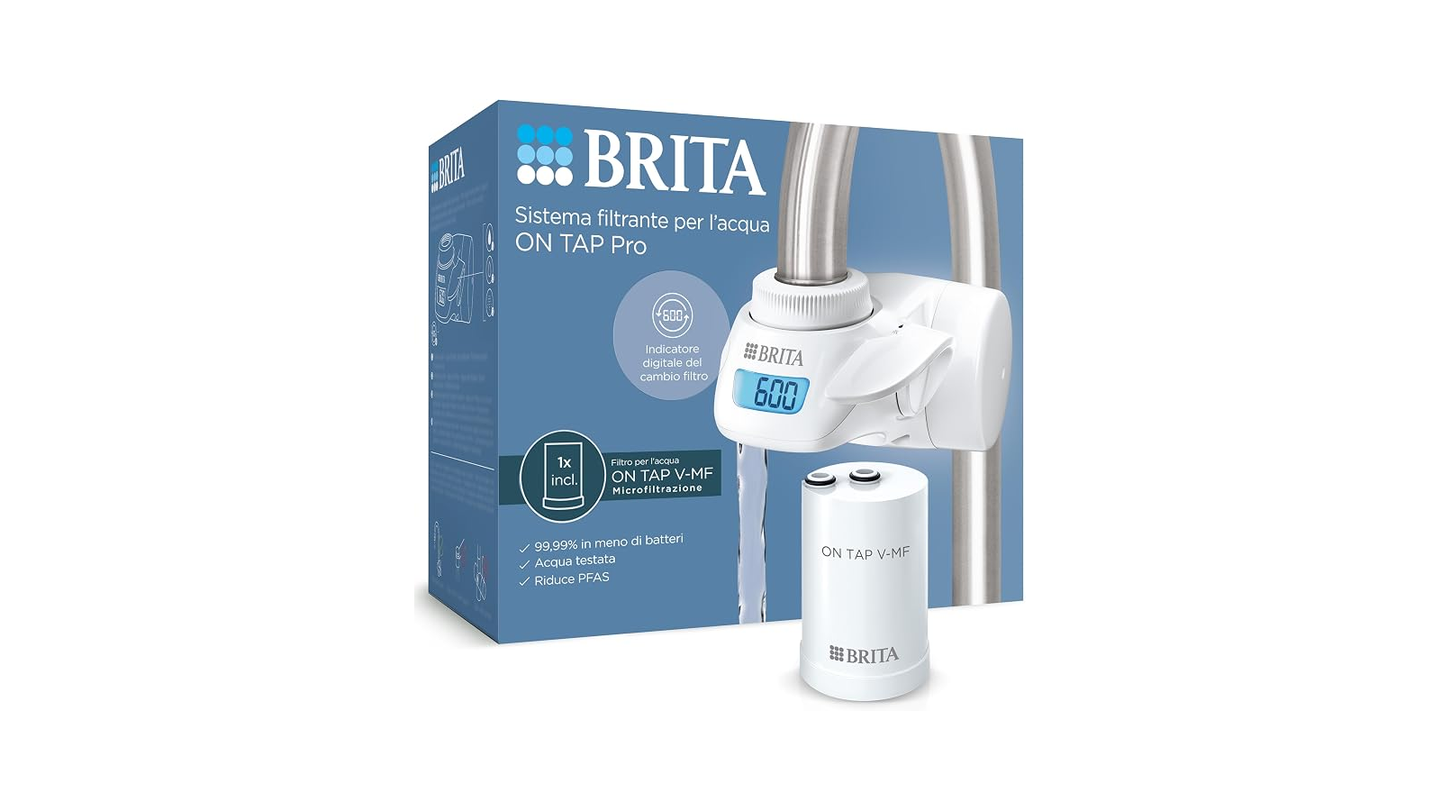 BRITA ON TAP Pro con display, cartuccia V-MF e confezione