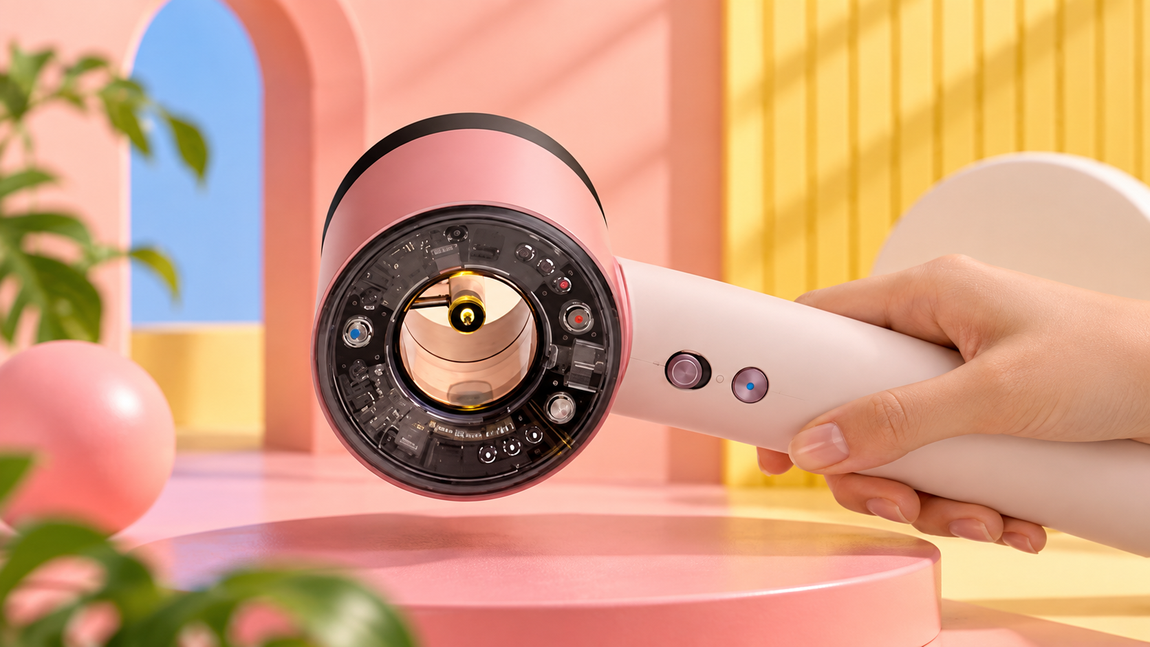 Dettaglio editoriale della capsula e dei comandi del Dyson Supersonic Nural