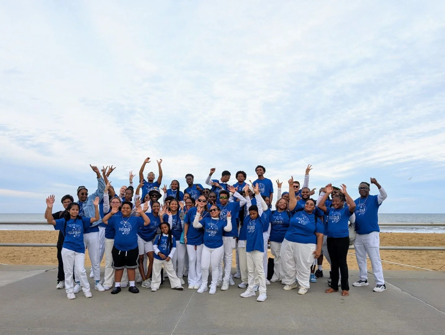 PVYSO and CAFE students on the Virginia Beach Boardwalk awaiting the PANfest Grand Champion announcement