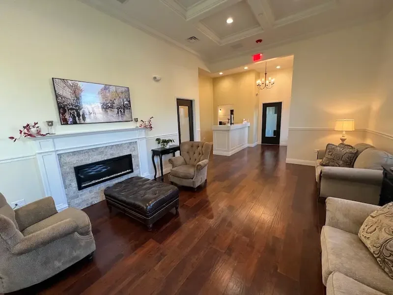 Relaxing, comfortable reception area at Teuscher Legacy Dental in St. Charles, IL