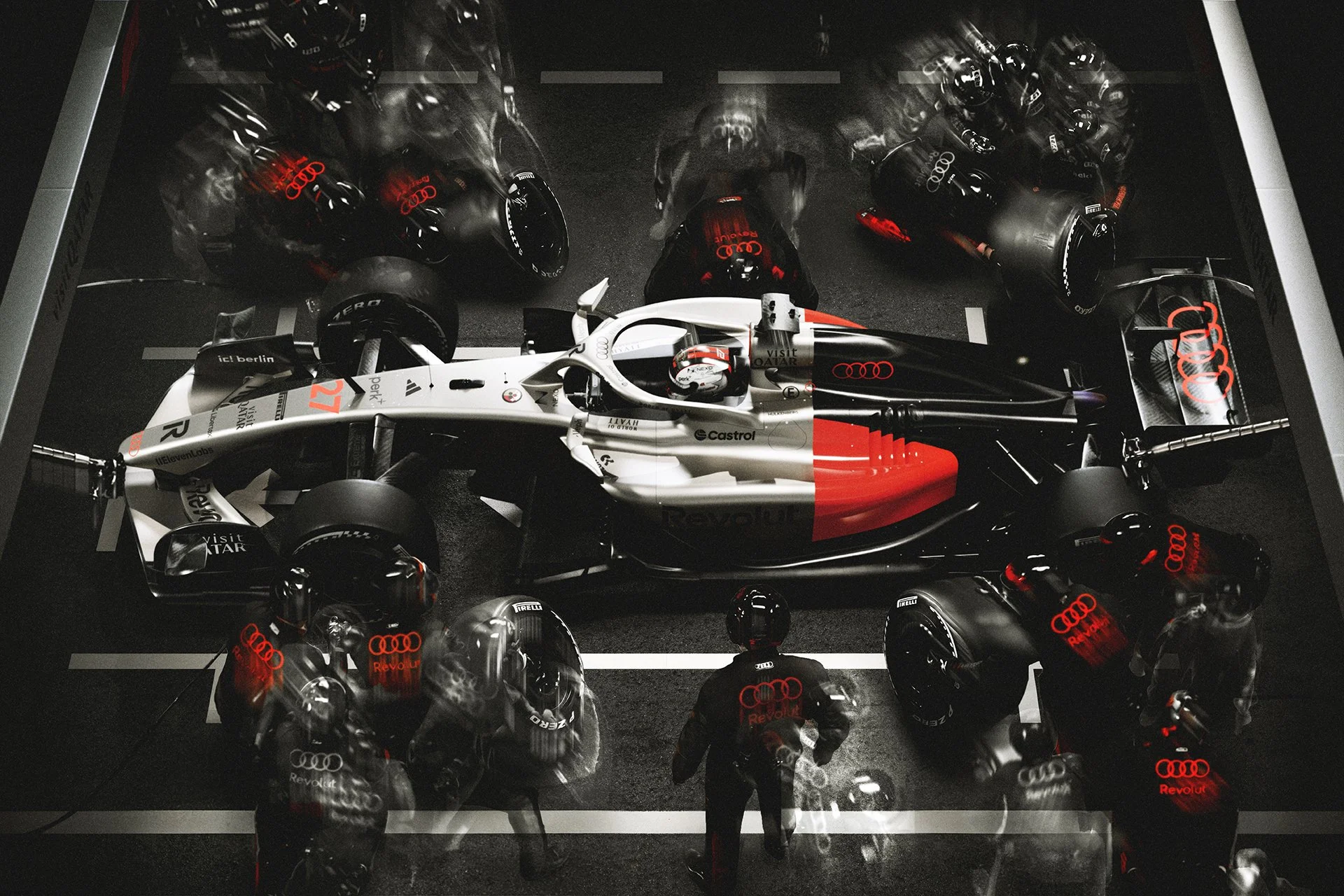 Audi F1 brand film still - cinematic Formula 1 team storytelling
