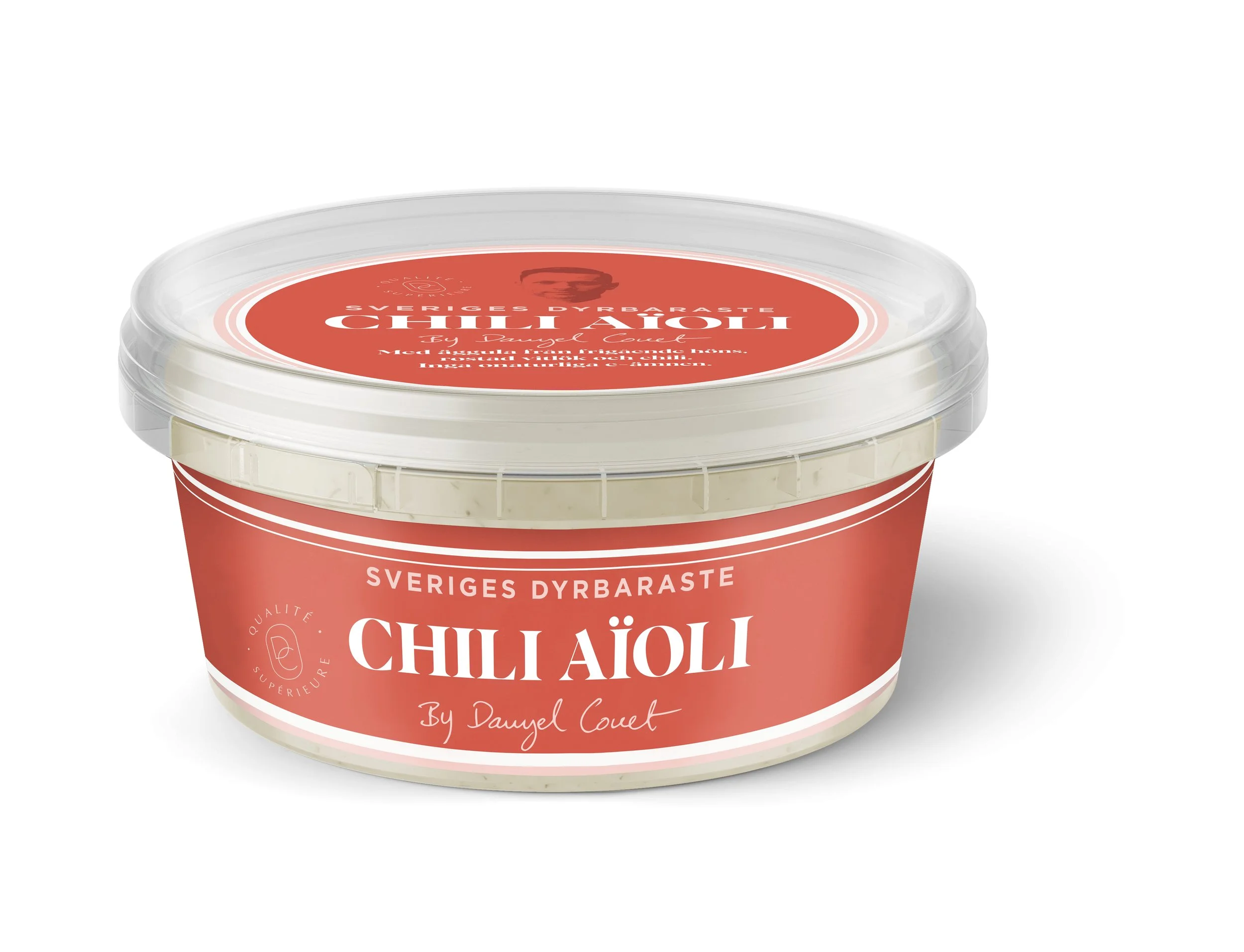 Med äggula från frigående höns, rostad vitlök och chili. Inga onaturliga e-ämnen.