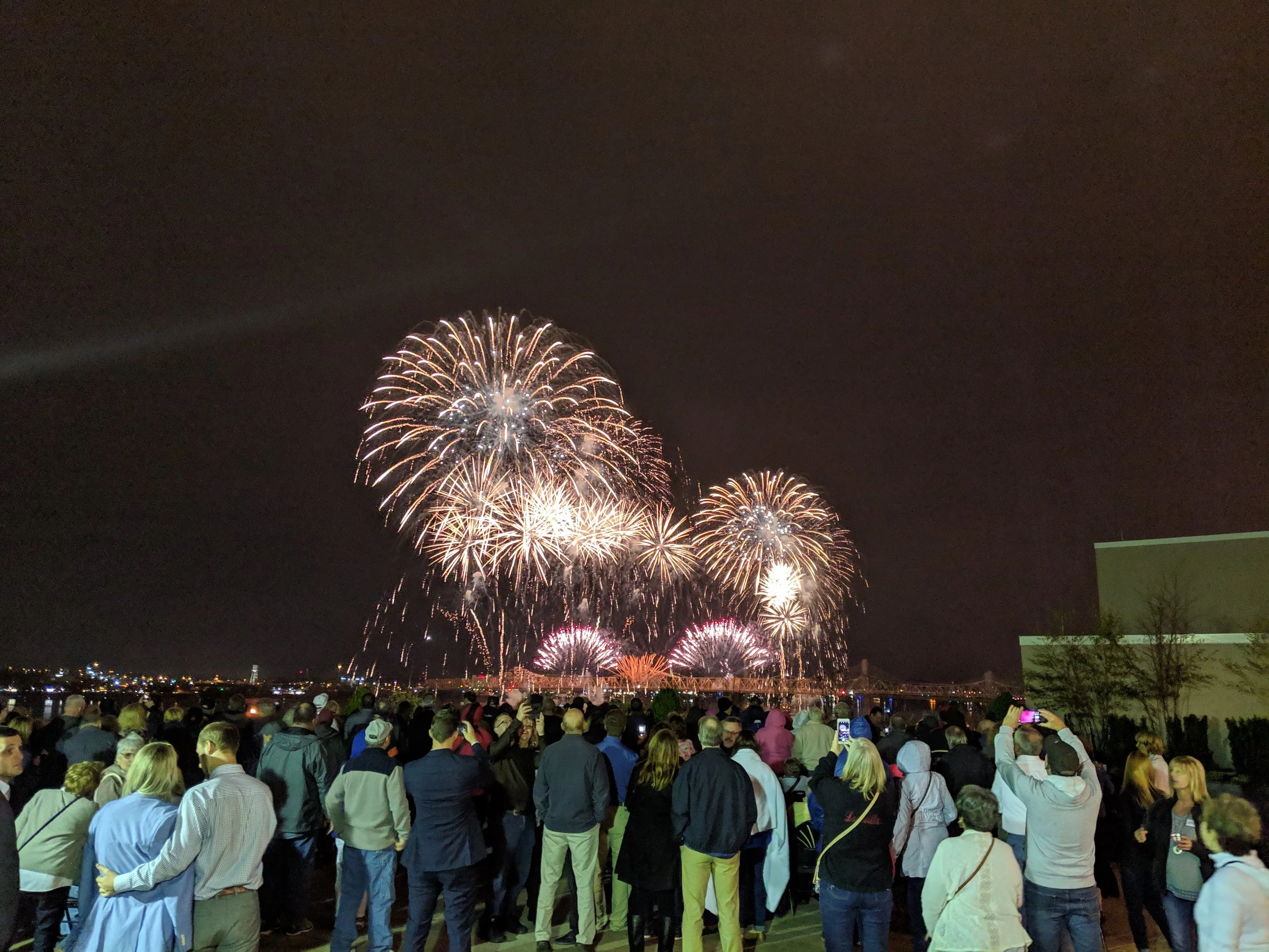 Fireworks over the Frazier History Museum during a full museum buyout