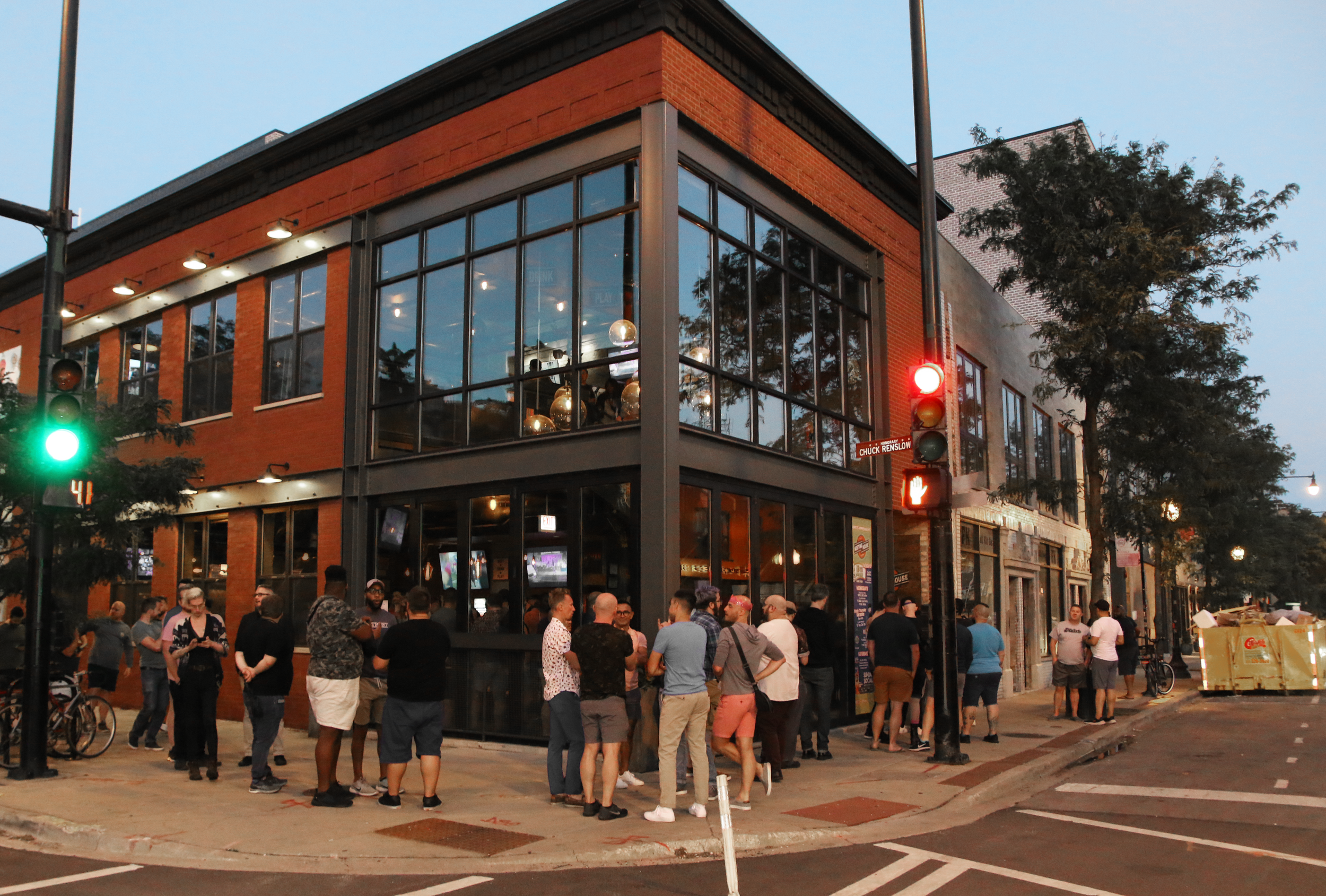 Exterior of Meeting House Tavern at 5025 N Clark St Andersonville Chicago LGBTQ bar