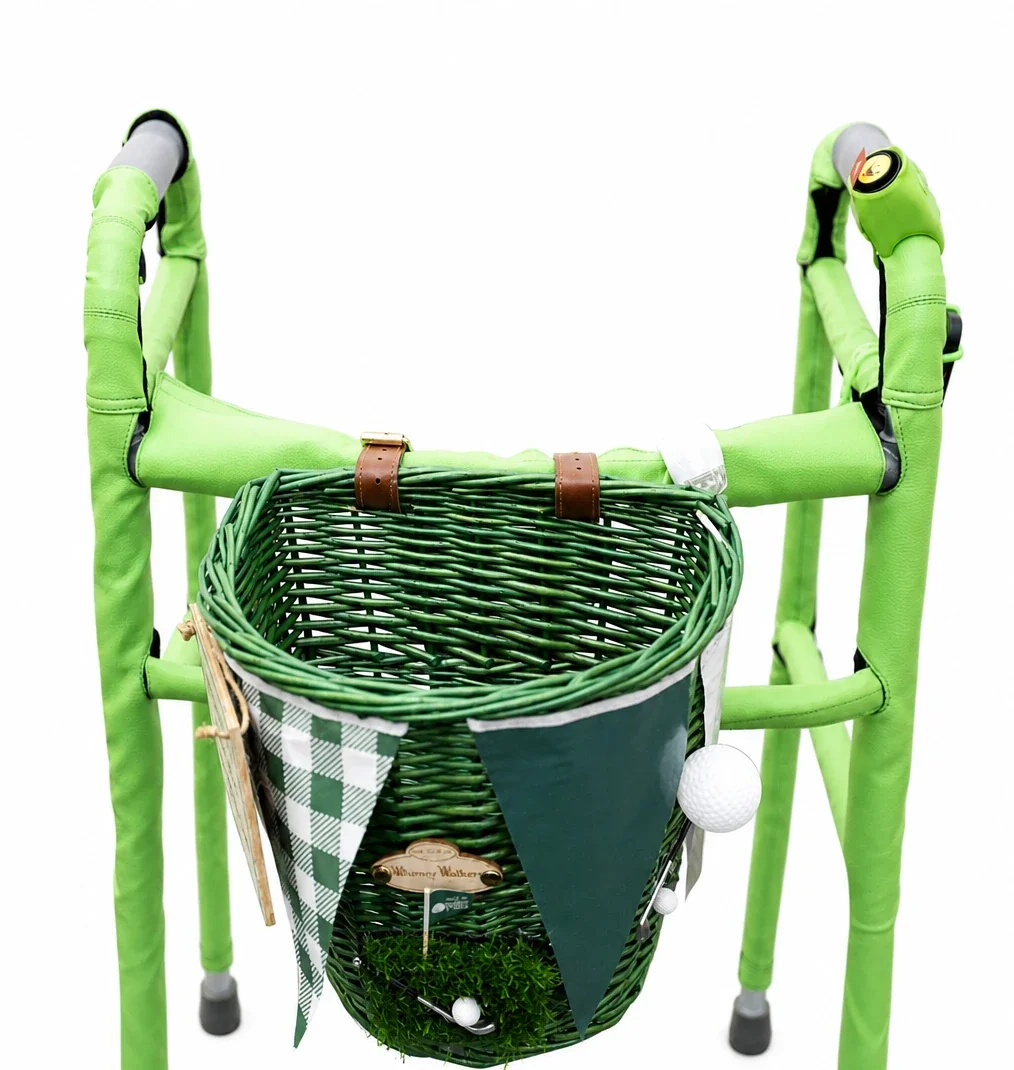 Close-up of the Tee Time basket and golf-inspired decorative details.