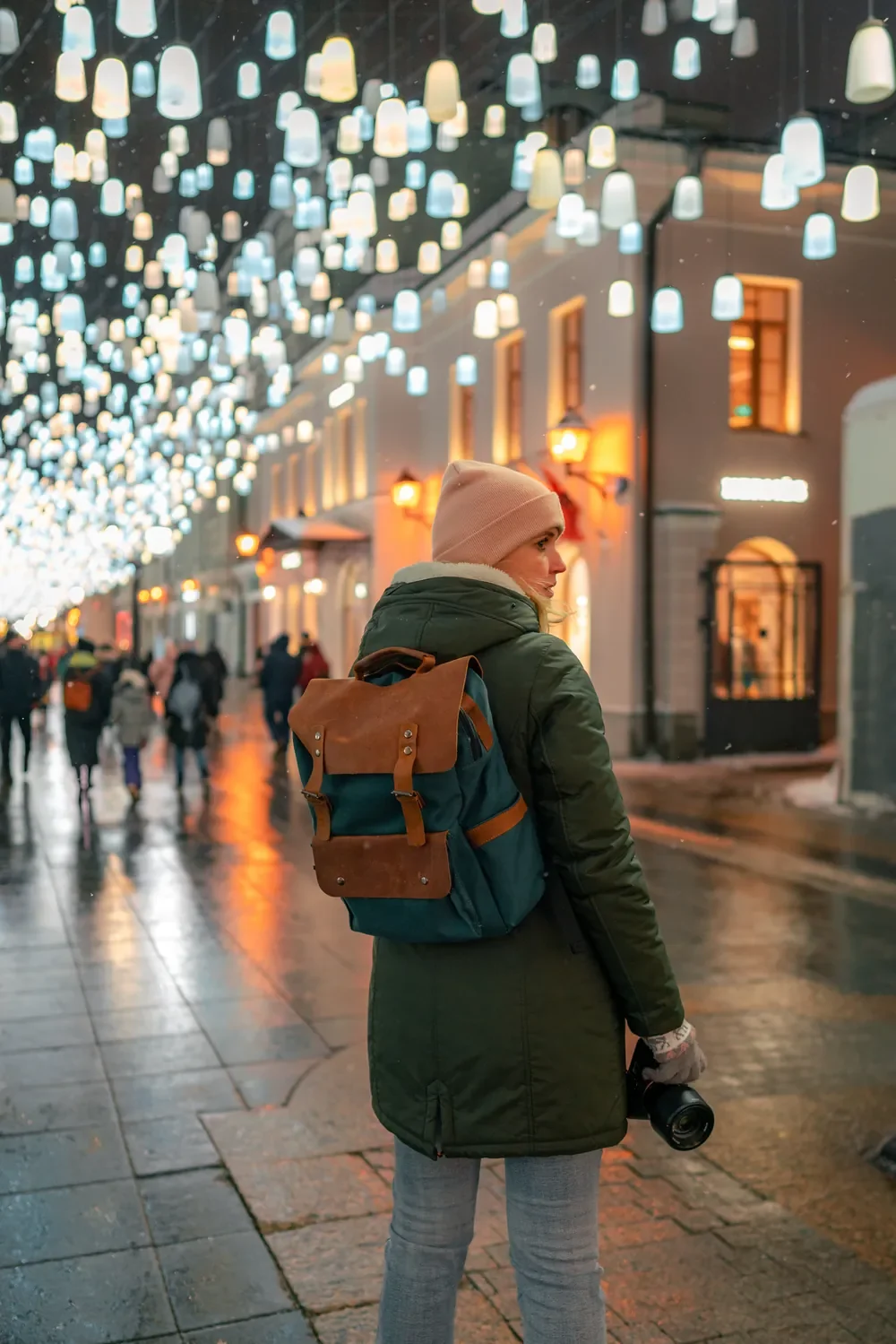 Wildbags backpack photographed under city lights