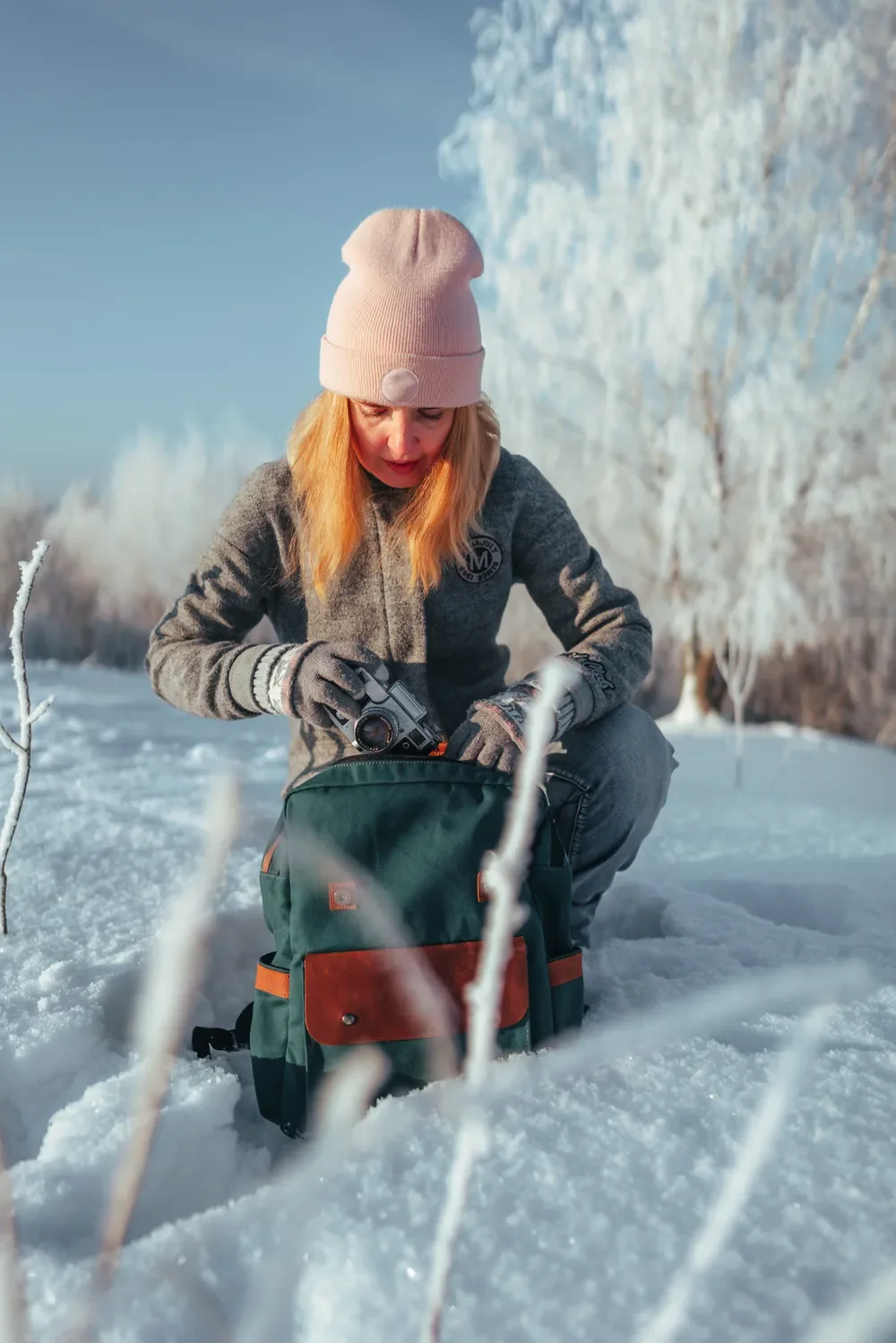 Open Wildbags backpack photographed in deep snow