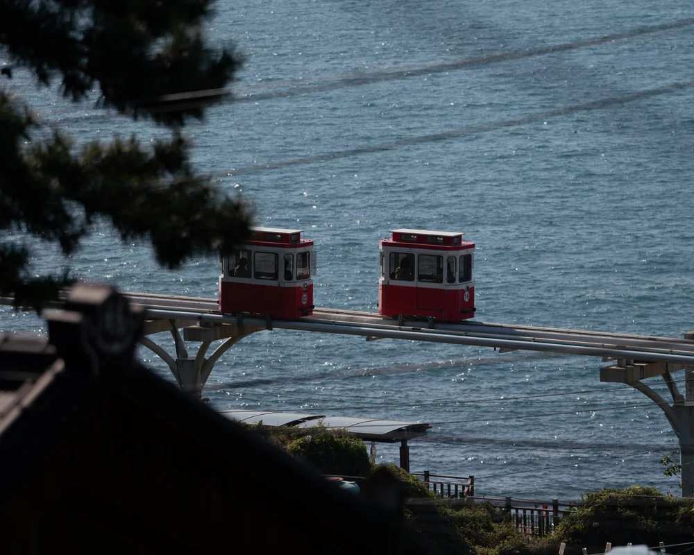 Original coastal tram scene before applying the Aurum preset