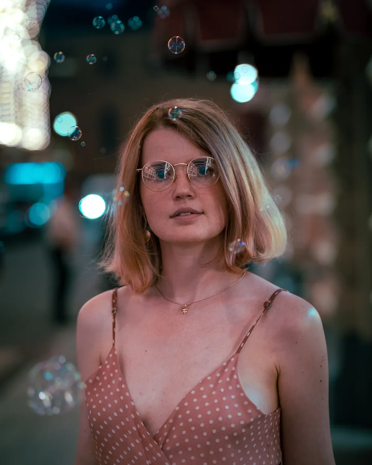 TIJN eyewear portrait surrounded by soap bubbles
