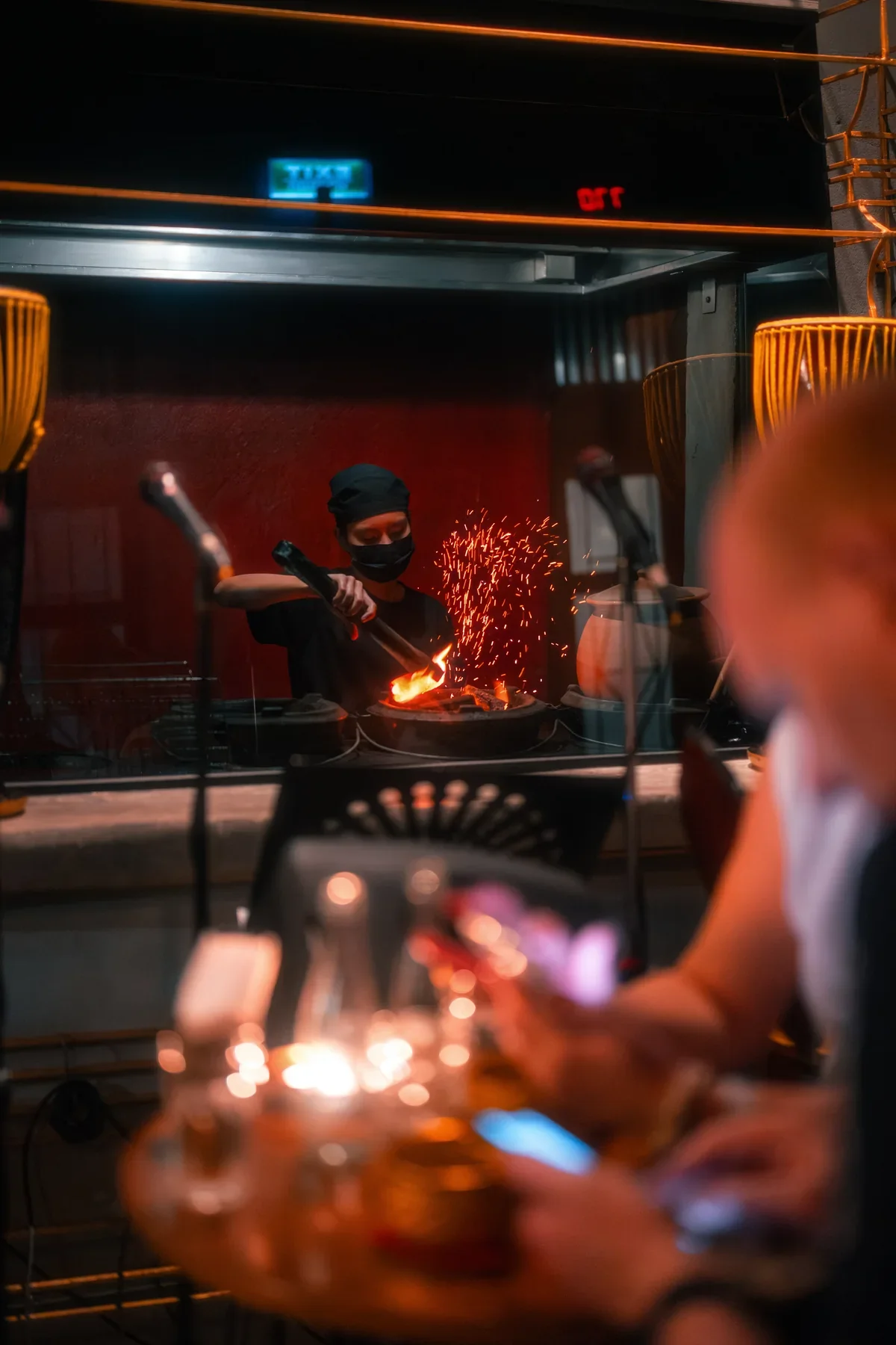 Fire performance during a live music night at TEP BAR