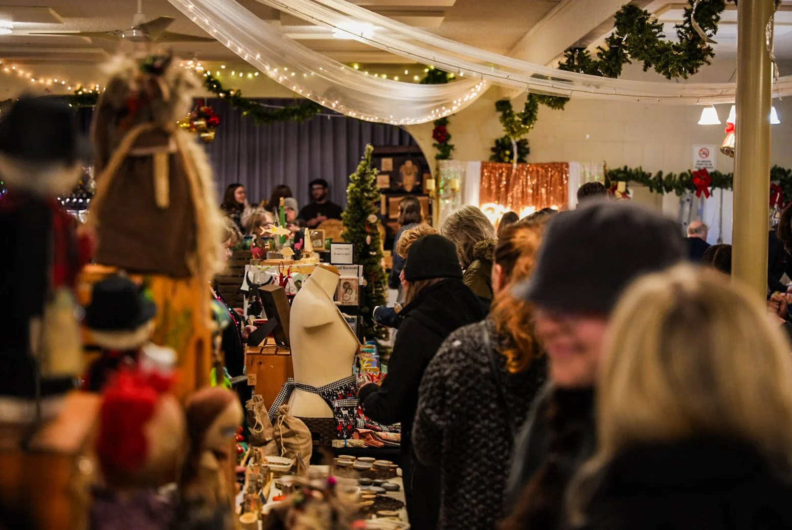 Shoppers browsing the stalls at Nanaimo Christmas Village