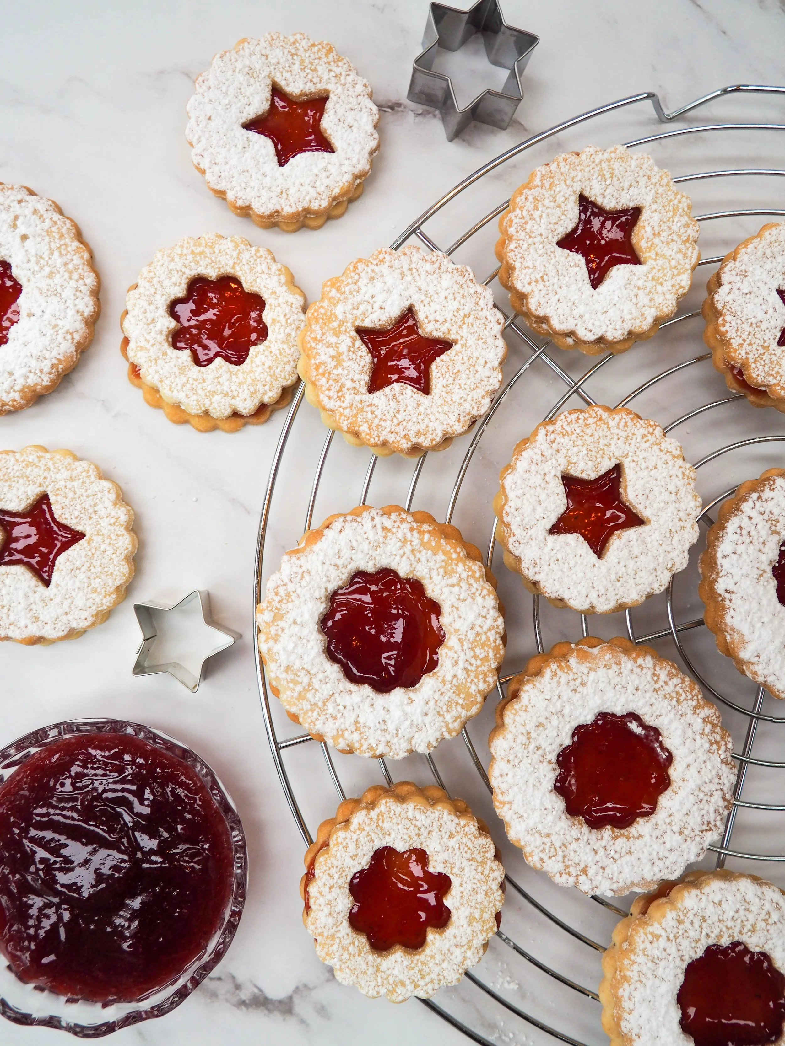 Linzer cookies filled with raspberry jam, baked by Oh Happy Bake in Nanaimo