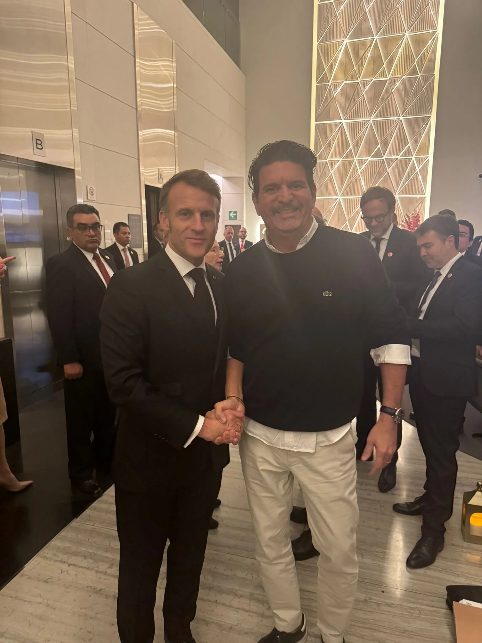Moshe Segebre with President Emmanuel Macron