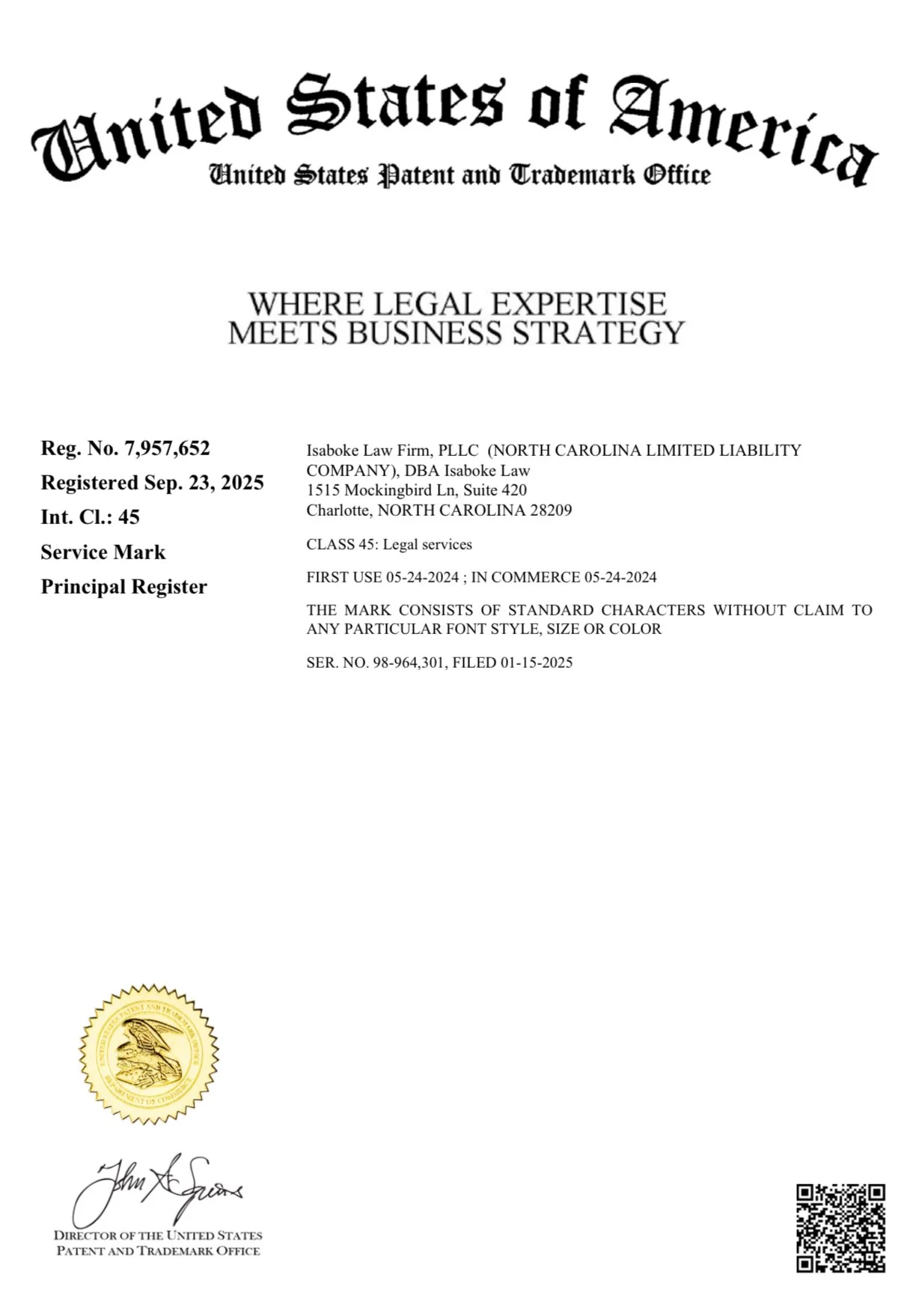 Slogan Trademark Certificate