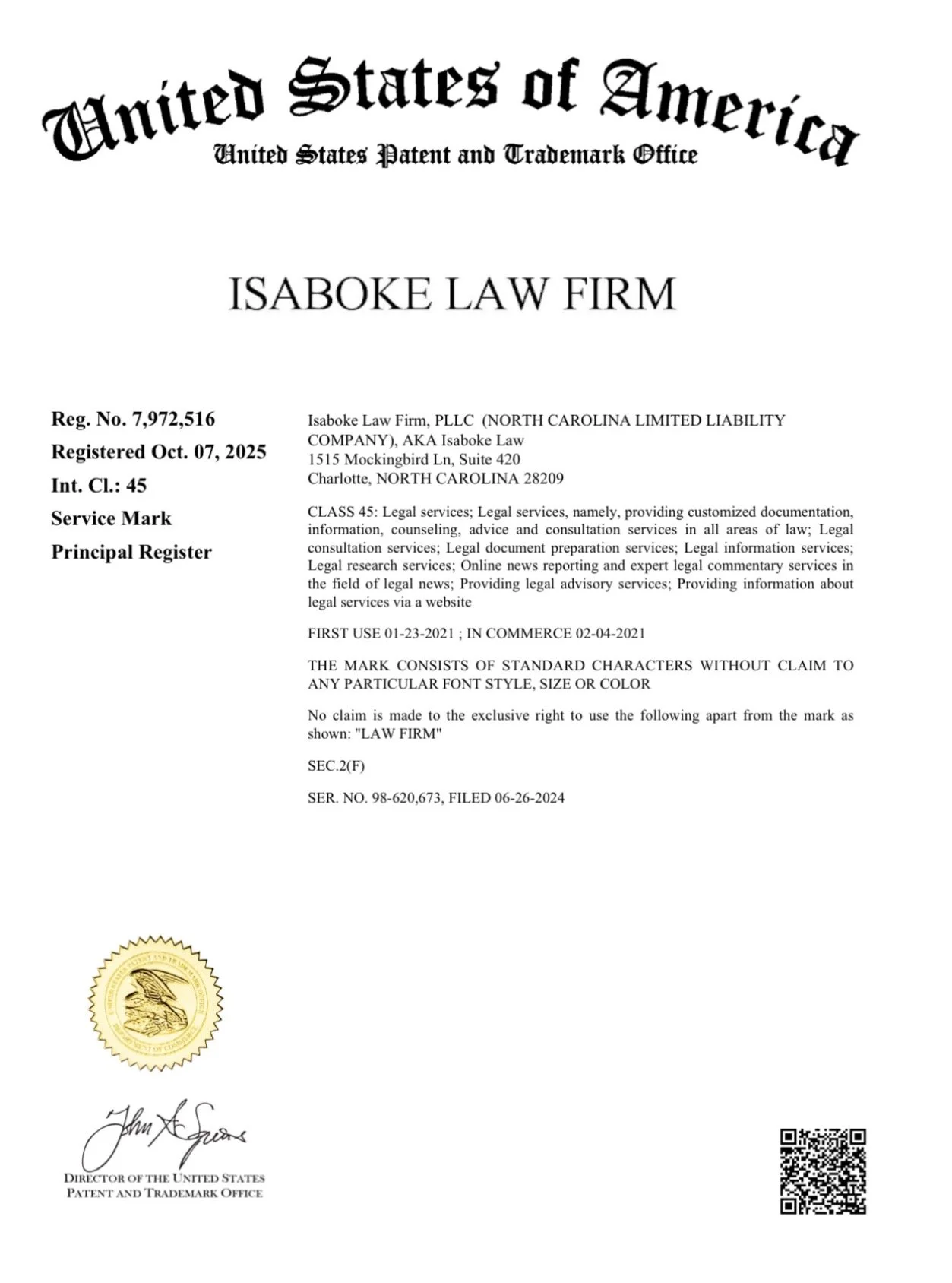 Name Trademark Certificate