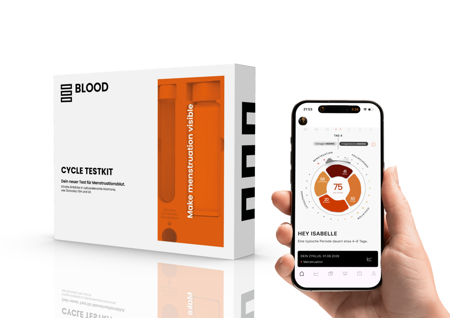theblood menstrual blood test kit and app concept
