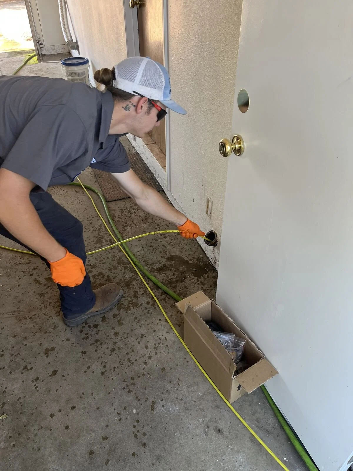 Rod's Plumbing tech running a camera inspection at a Fresno cleanout