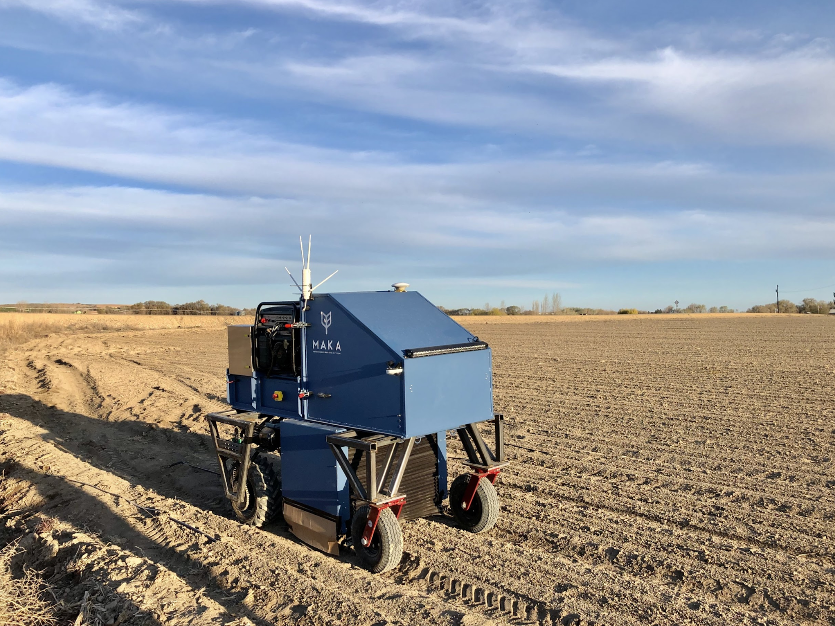 Seedy prototype robot in a field