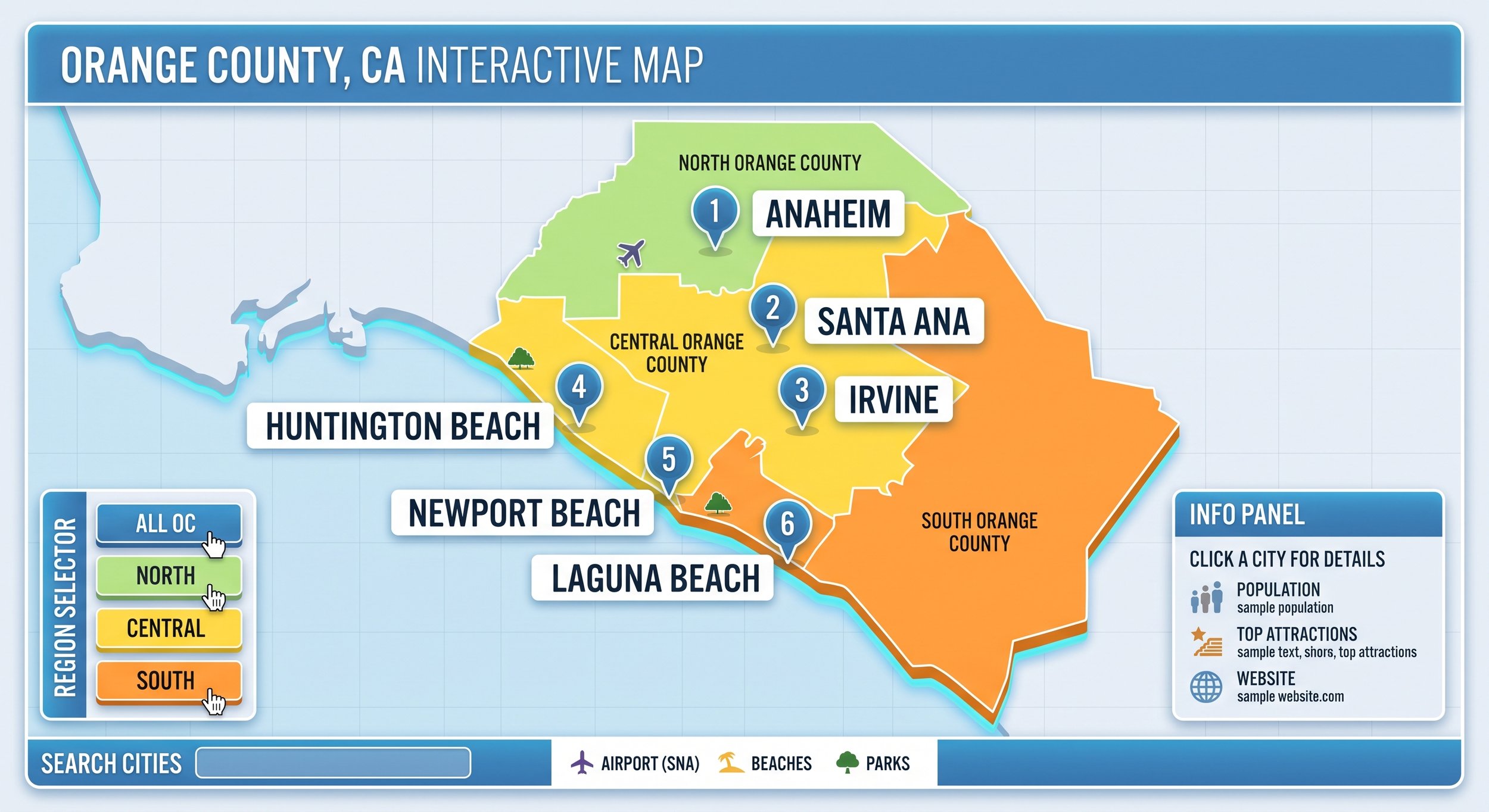 Map of Orange County, CA