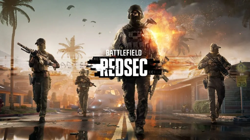 Battlefield REDSEC launch key art — operators ready for combat in Fort Lyndon, highlighting shared progression between REDSEC and Battlefield 6 and Twitch Drops rewards campaign.
