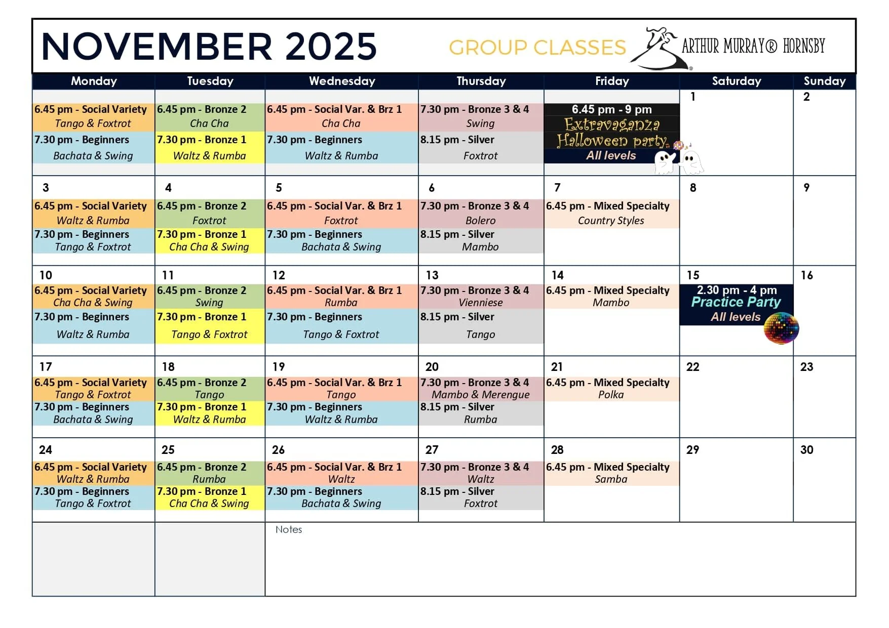 November Schedule