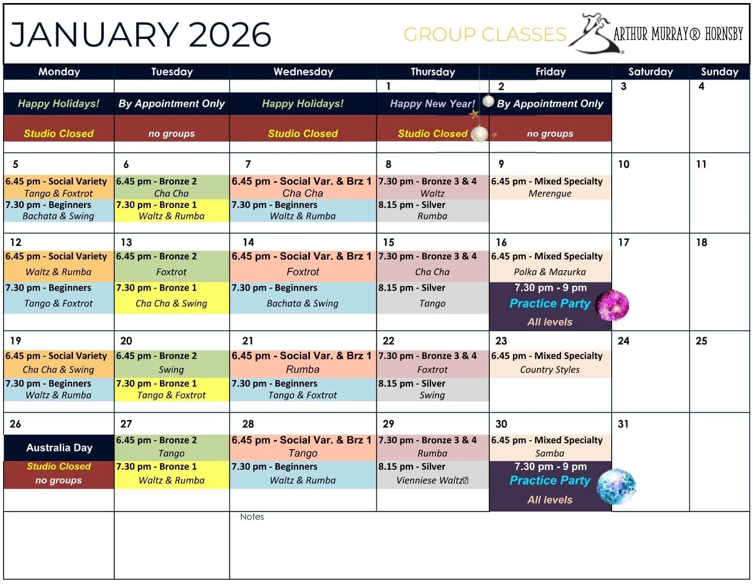 January Schedule