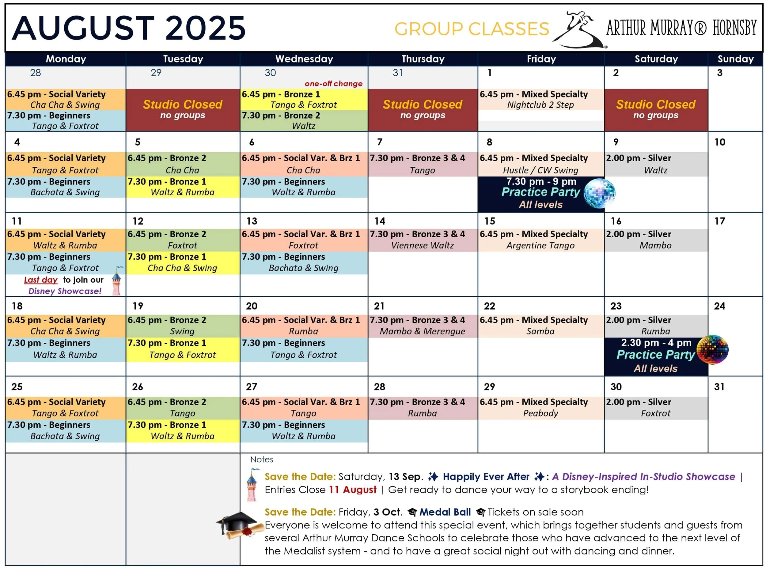 August Schedule