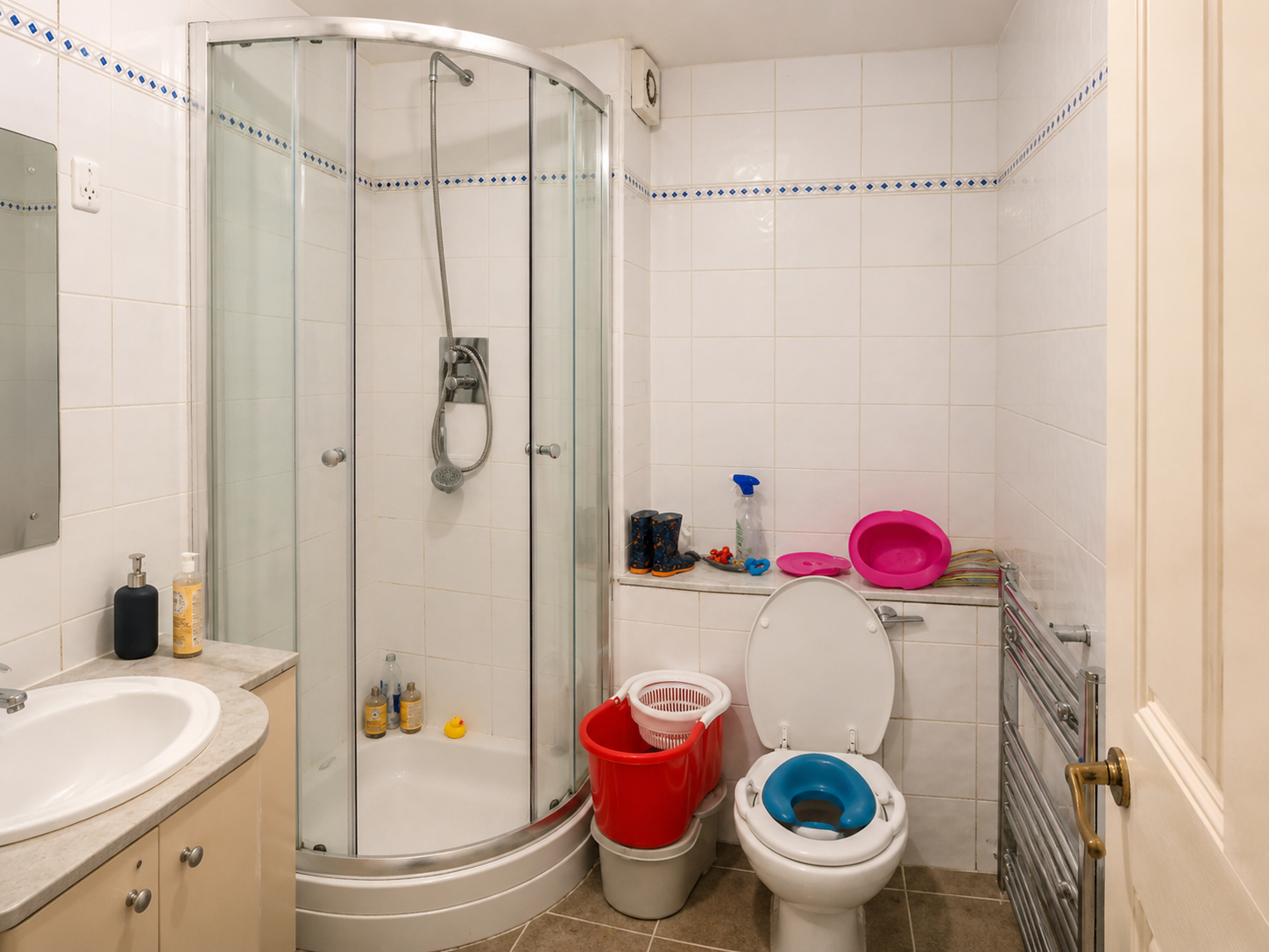 Ensuite shower before