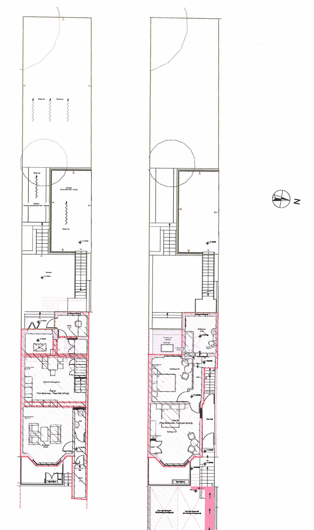 Proposed floor plan — lower and upper ground