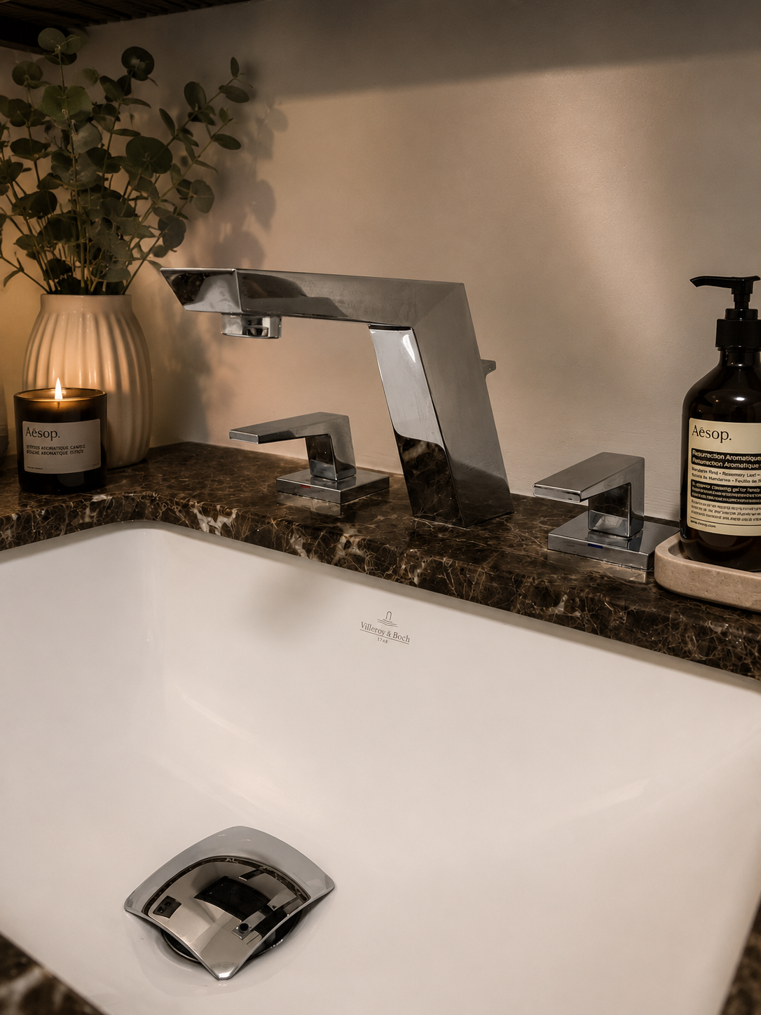 Reused marble sink detail