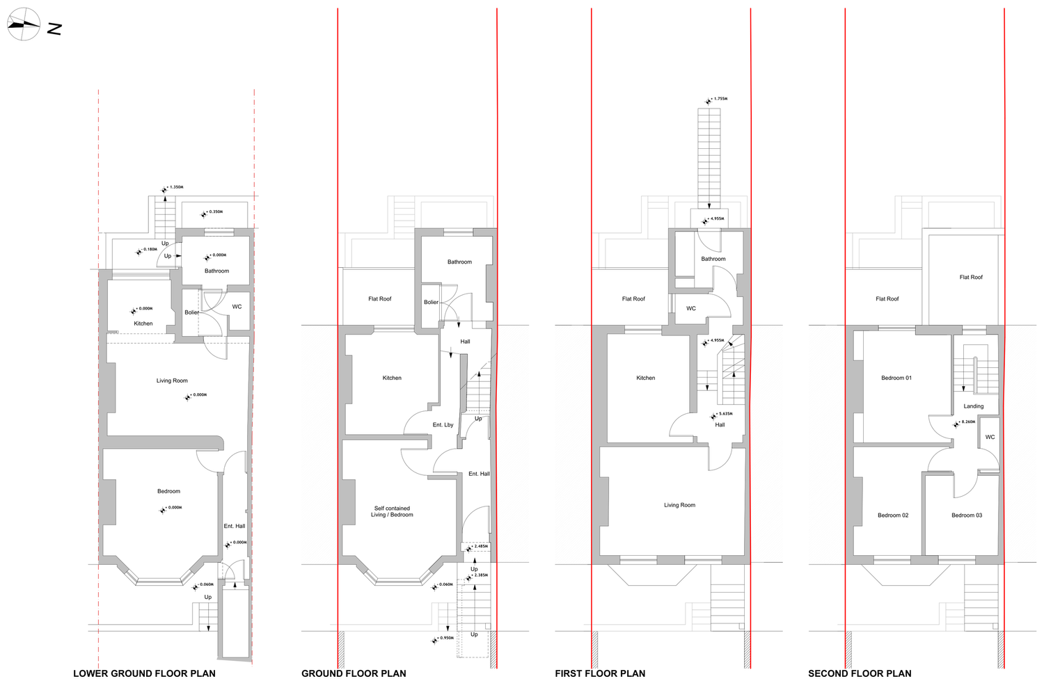 Existing floor plan — all floors