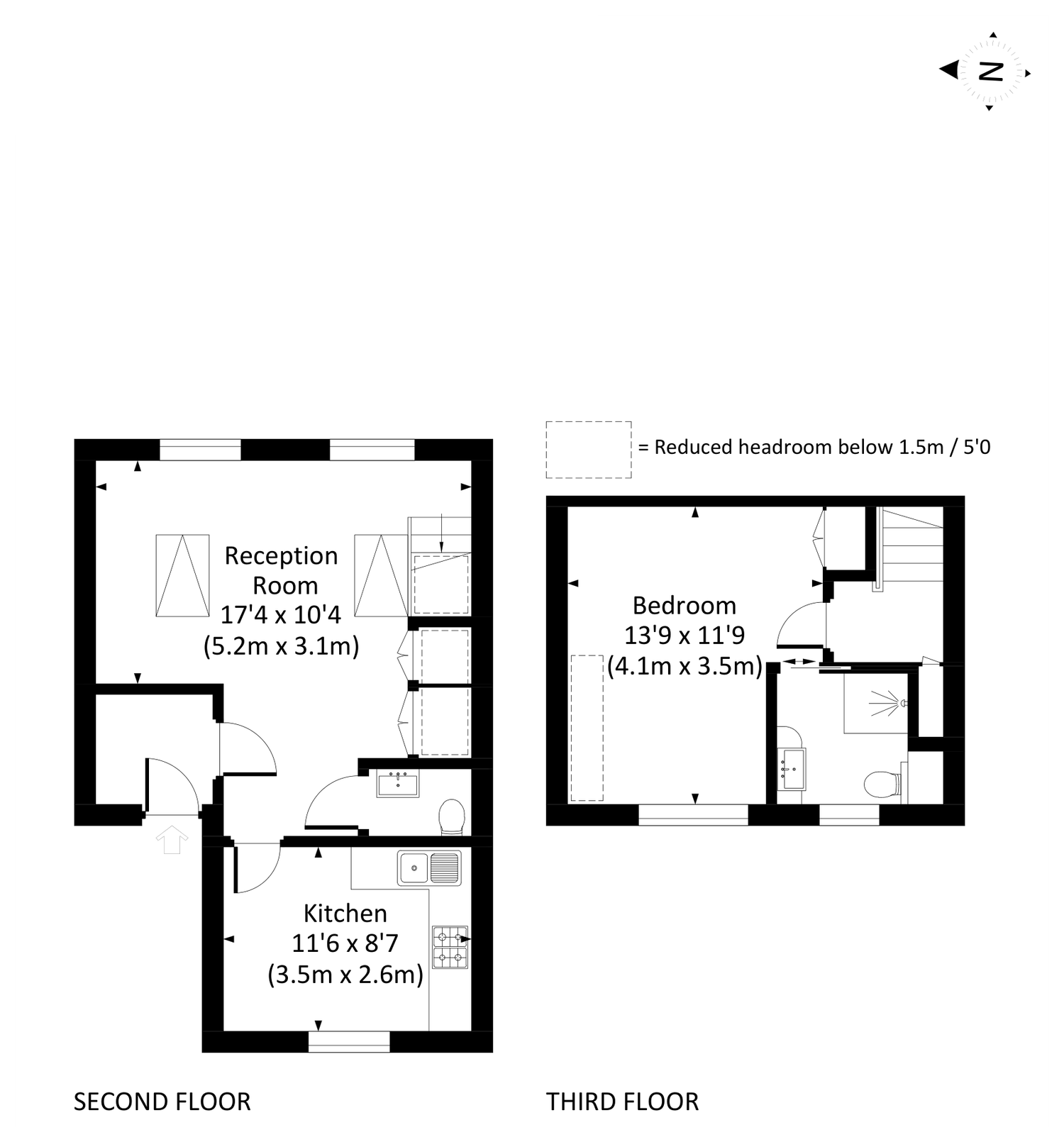 Floor plan — second and third floor loft flat