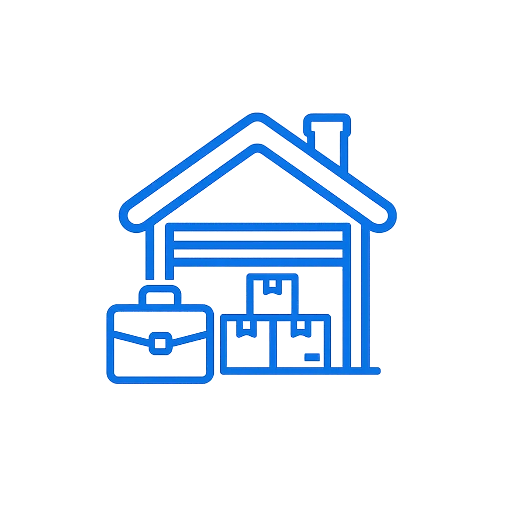 Inventory tools and equipment stored at home icon
