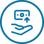 Hand icon distributing dollar