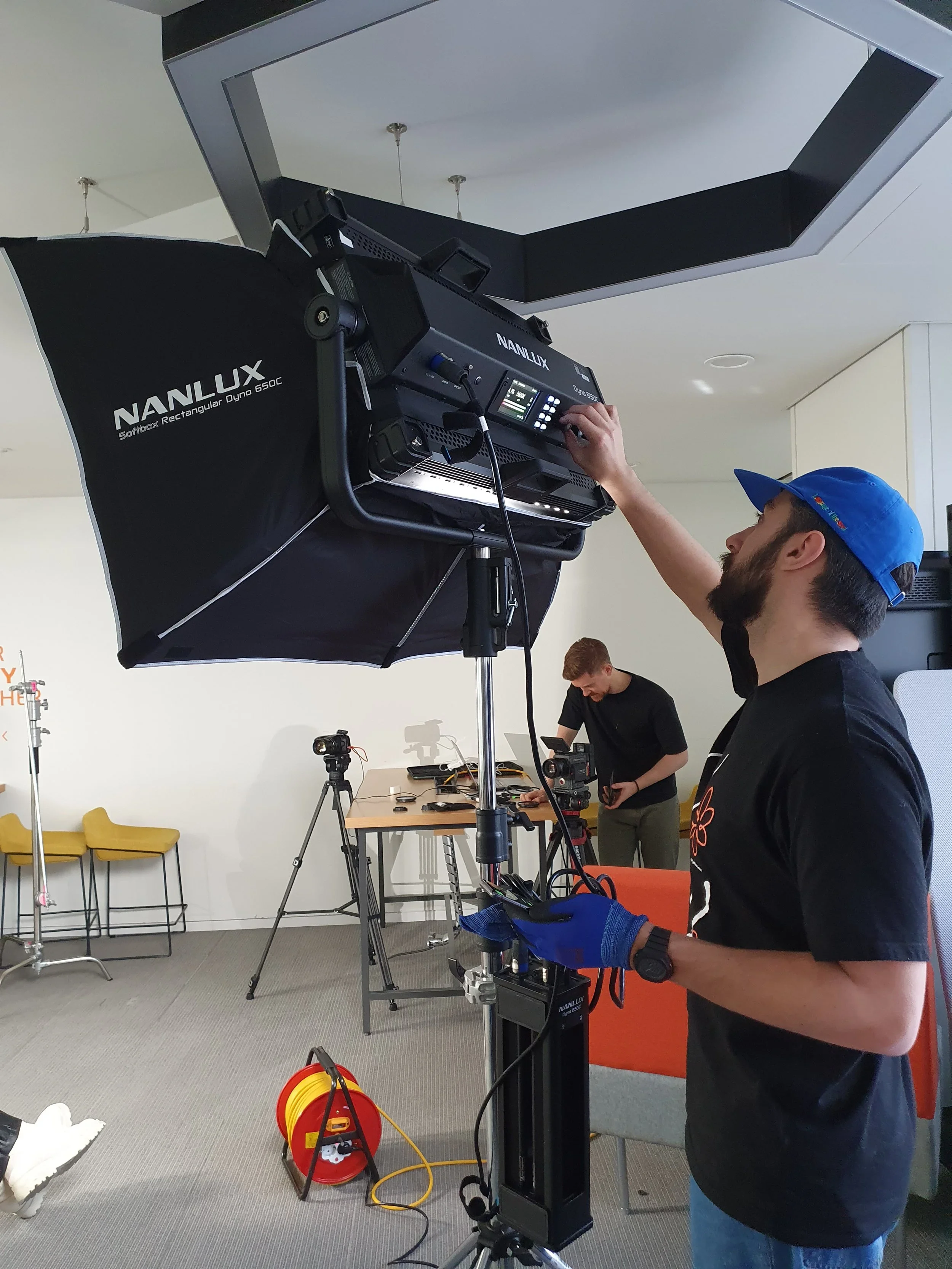 Lighting setup on set