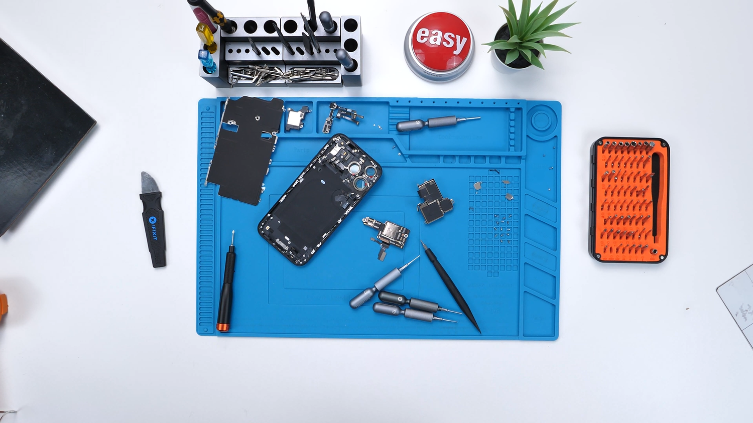 iPhone 18 Pro Max opened up on the Phone Repair Guru workbench
